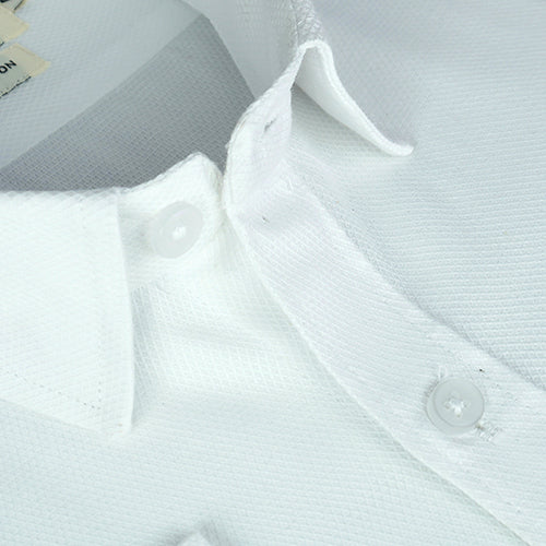 Men's 100% Cotton Harlequin Self Design Full Sleeves Shirt (White)