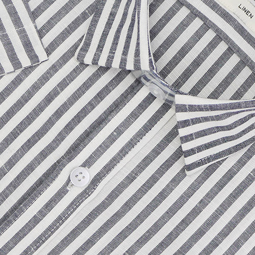 Men's 100% Linen Candy Striped Half Sleeves Shirt (White) FSH1000101_3
