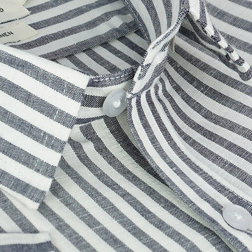 Men's 100% Linen Candy Striped Half Sleeves Shirt (White) FSH1000101_4
