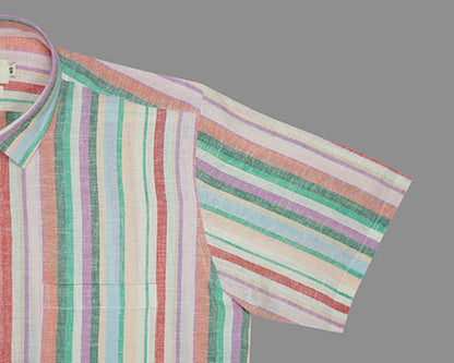 Men's 100% Cotton Roman Striped Half Sleeves Shirt (Multicolor) FSH1000553_5