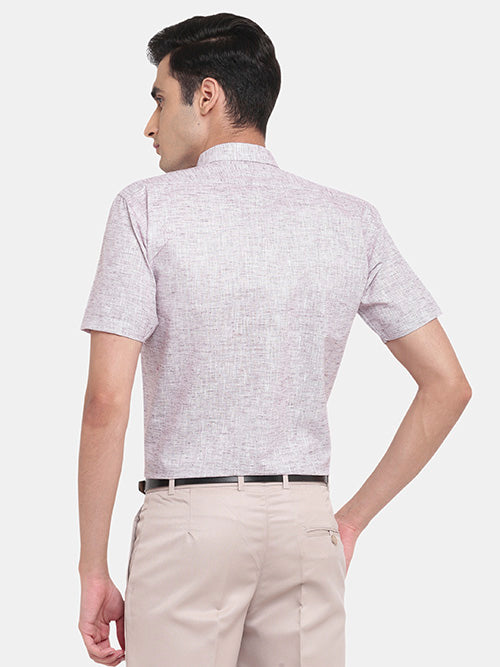 Men's Cotton Linen Plain Solid Half Sleeves Shirt (Purple)