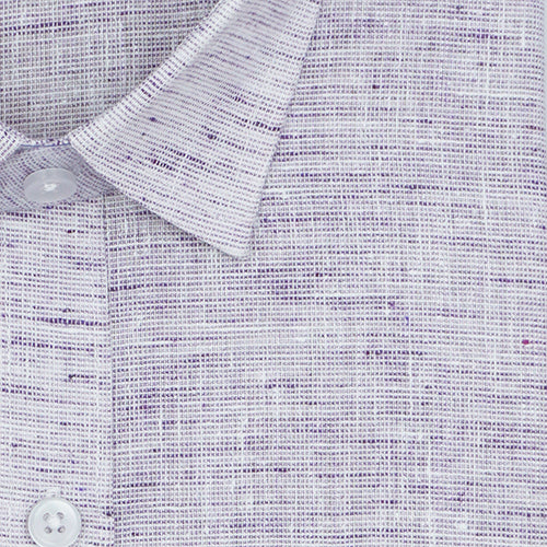 Men's Cotton Linen Half Sleeves Plain Solid Shirt (Purple)