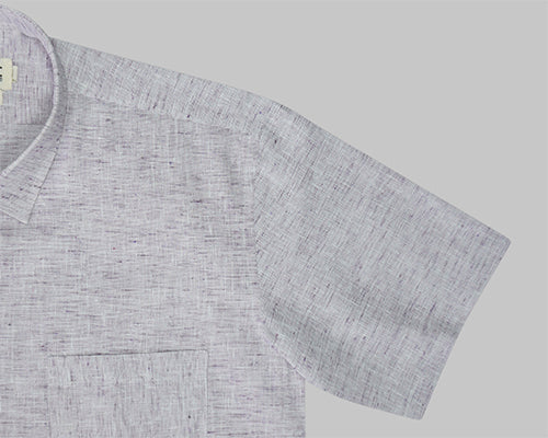 Men's Cotton Linen Half Sleeves Plain Solid Shirt (Purple)