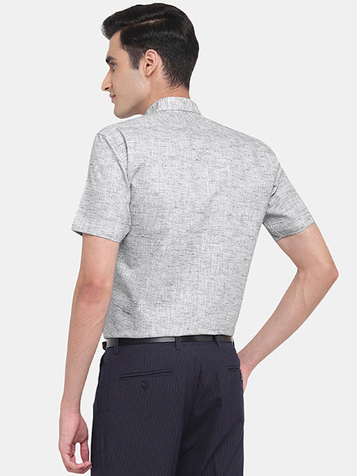 Men's Cotton Linen Plain Solid Half Sleeves Shirt (Forest Green)