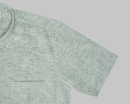 Men's Cotton Linen Plain Solid Half Sleeves Shirt (Forest Green)