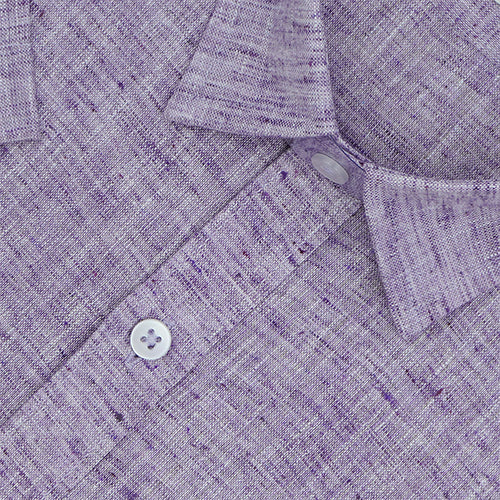 Men's Cotton Linen Plain Solid Half Sleeves Shirt (Purple)