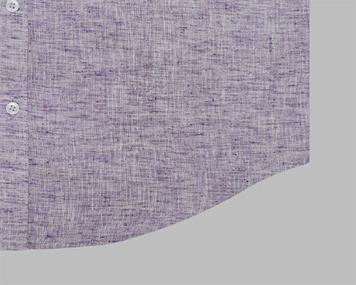 Men's Cotton Linen Plain Solid Half Sleeves Shirt (Purple)