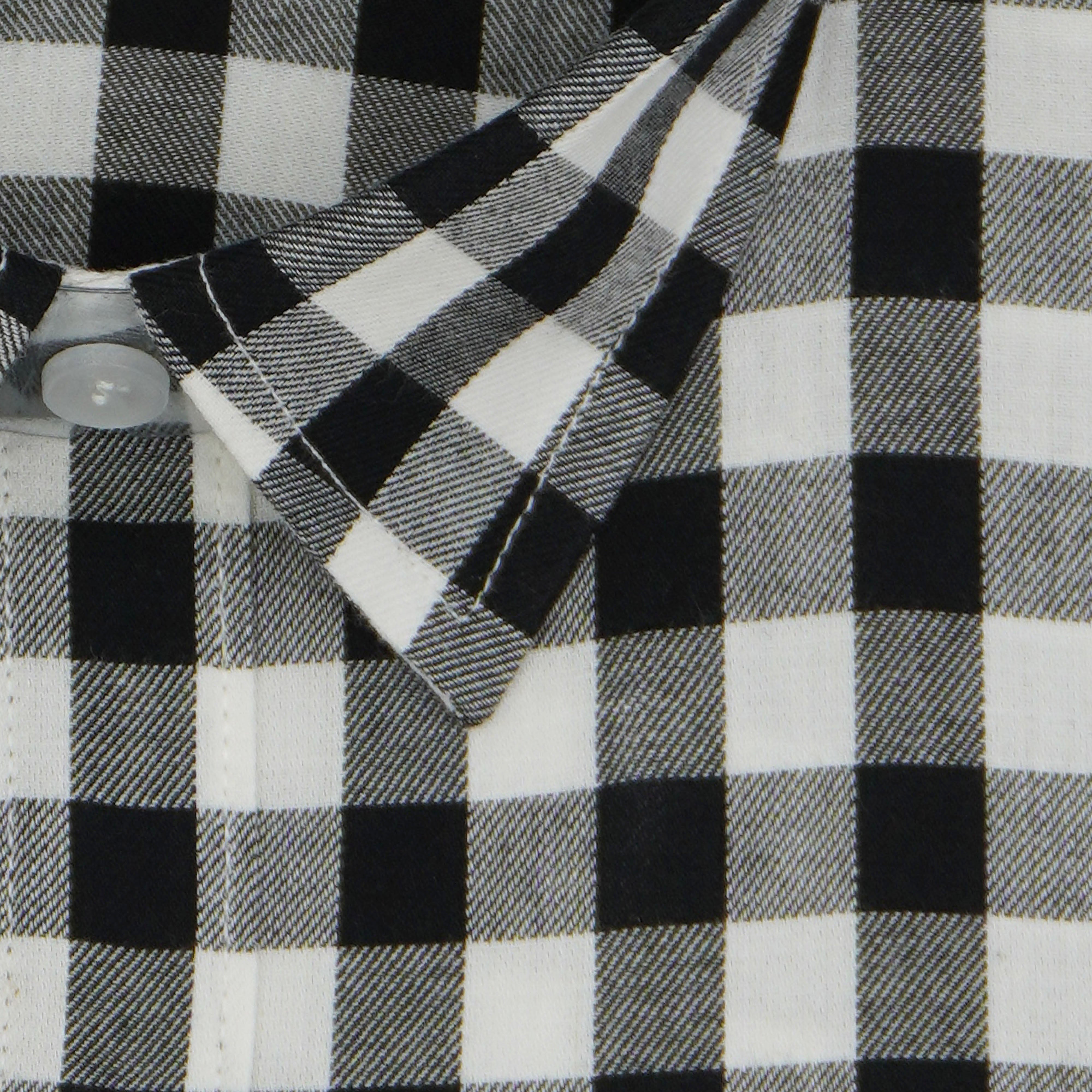 Men's 100% Cotton Gingham Checks Half Sleeves Shirt (Black)