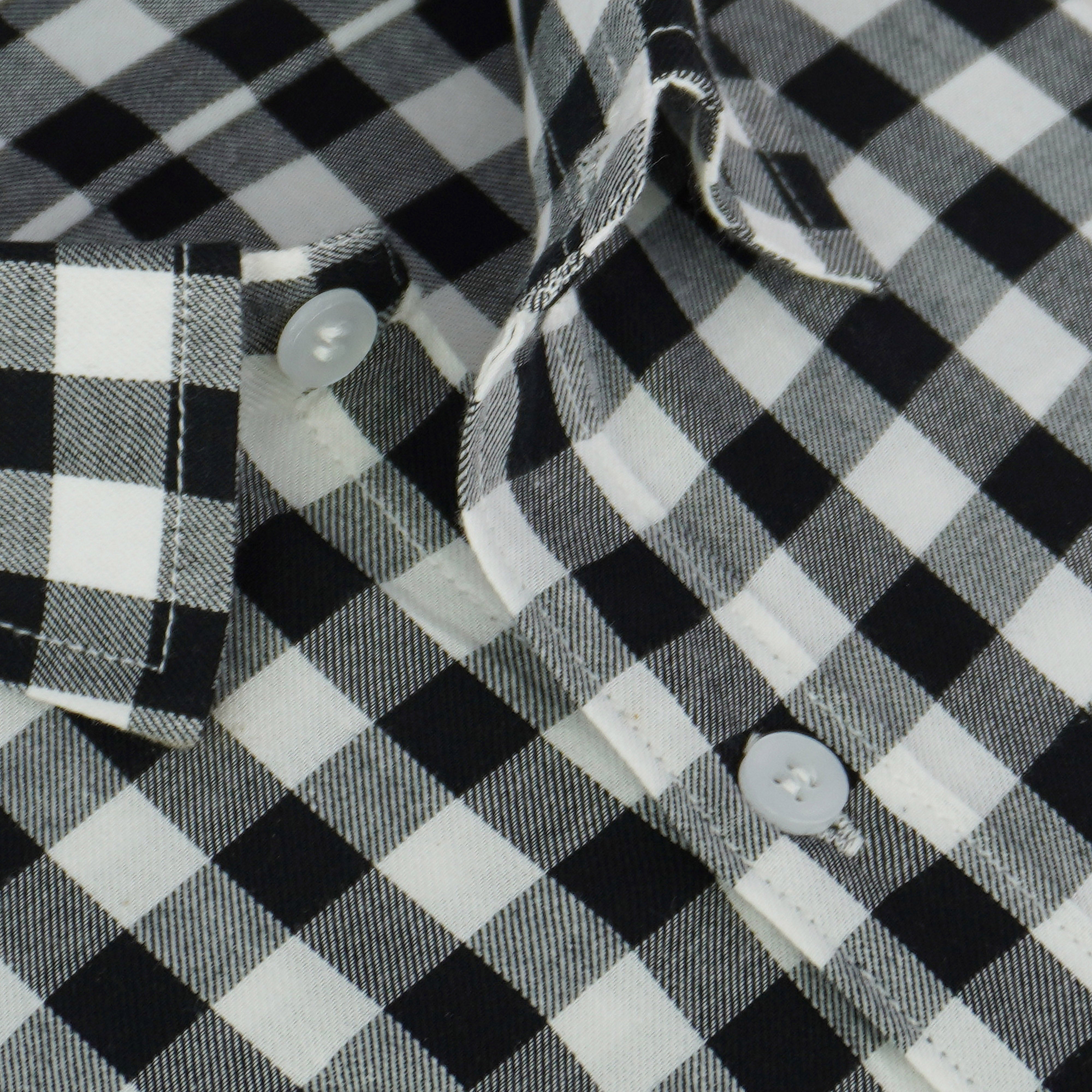 Men's 100% Cotton Gingham Checks Half Sleeves Shirt (Black)