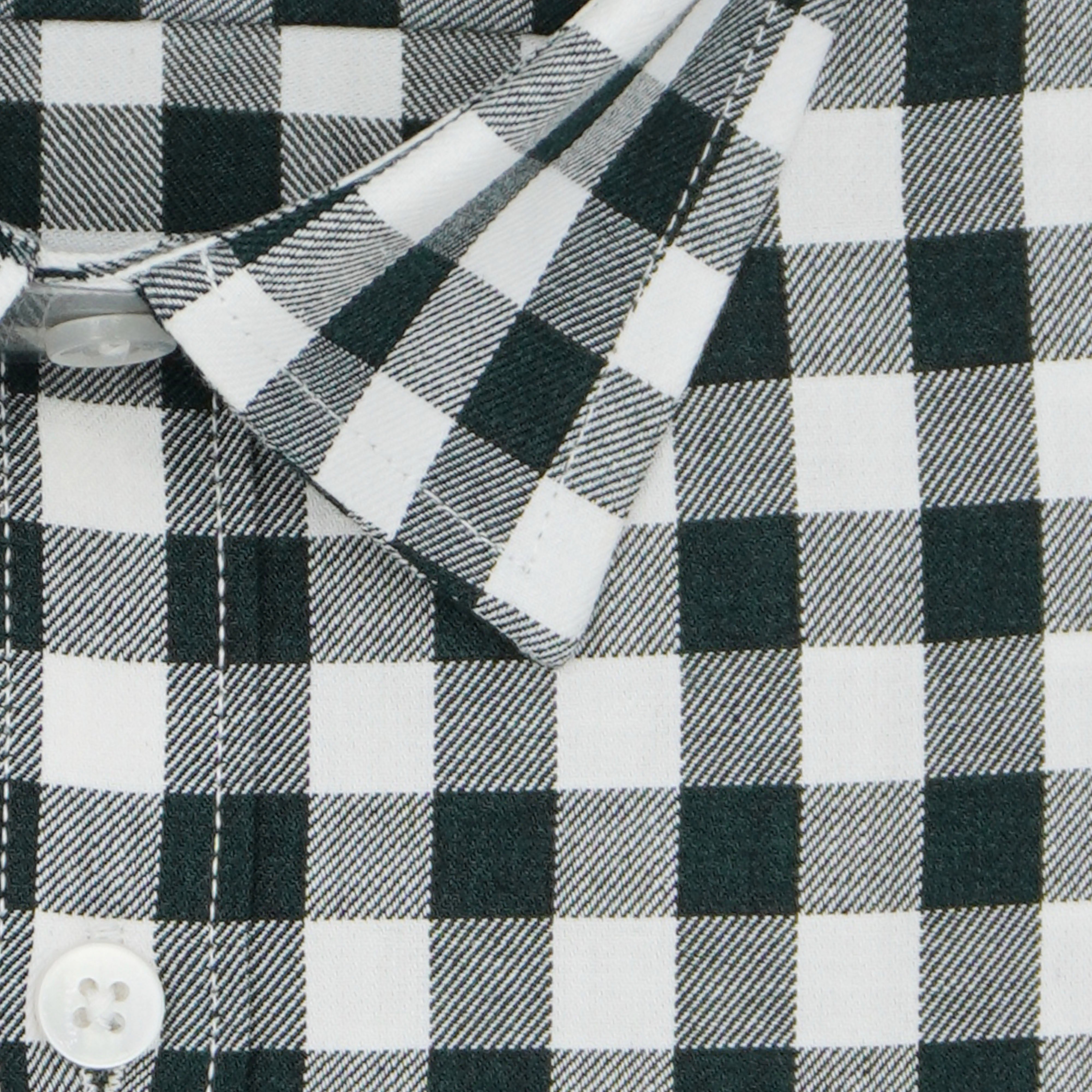 Men's 100% Cotton Gingham Checks Half Sleeves Shirt (Bottle Green)