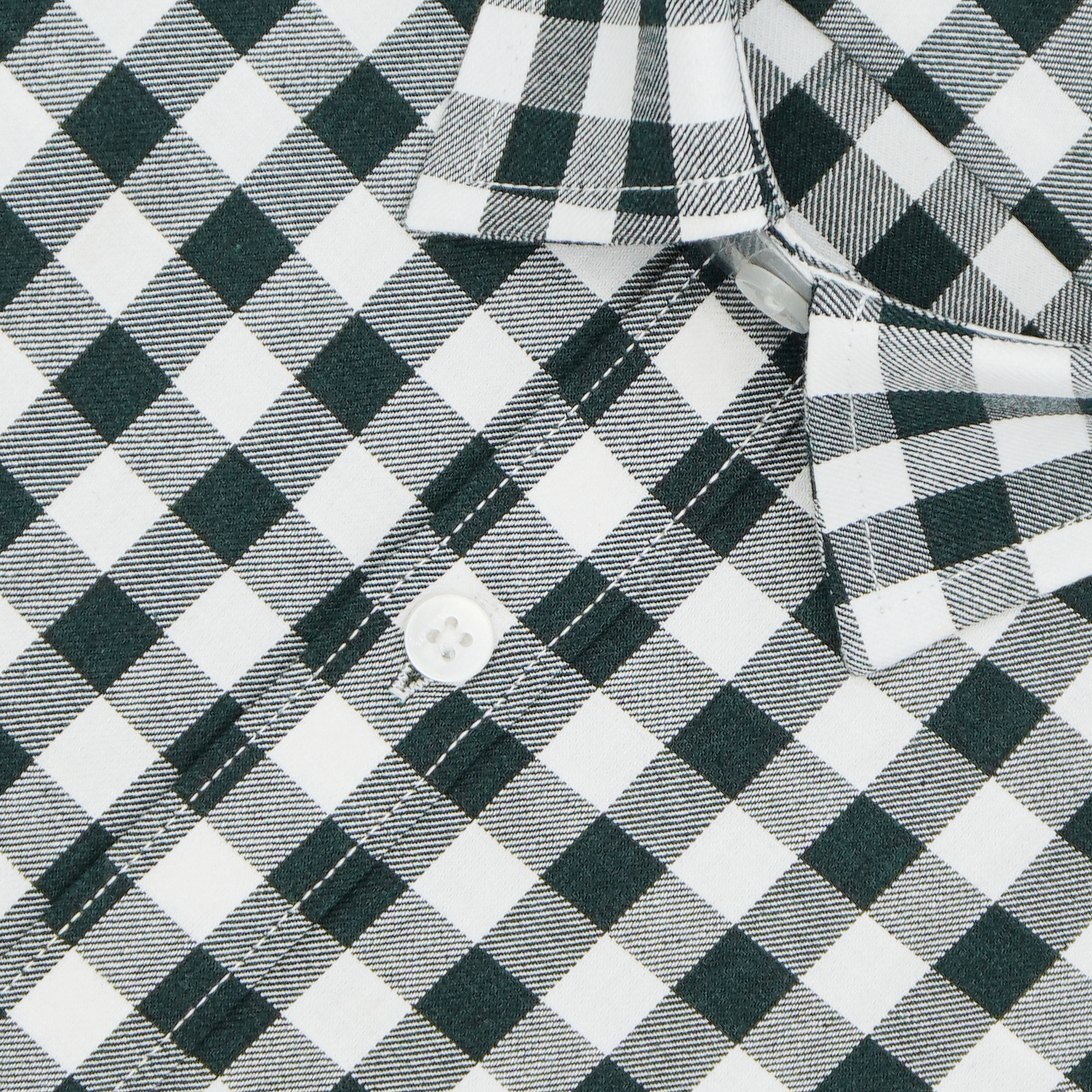 Men's 100% Cotton Gingham Checks Half Sleeves Shirt (Bottle Green)