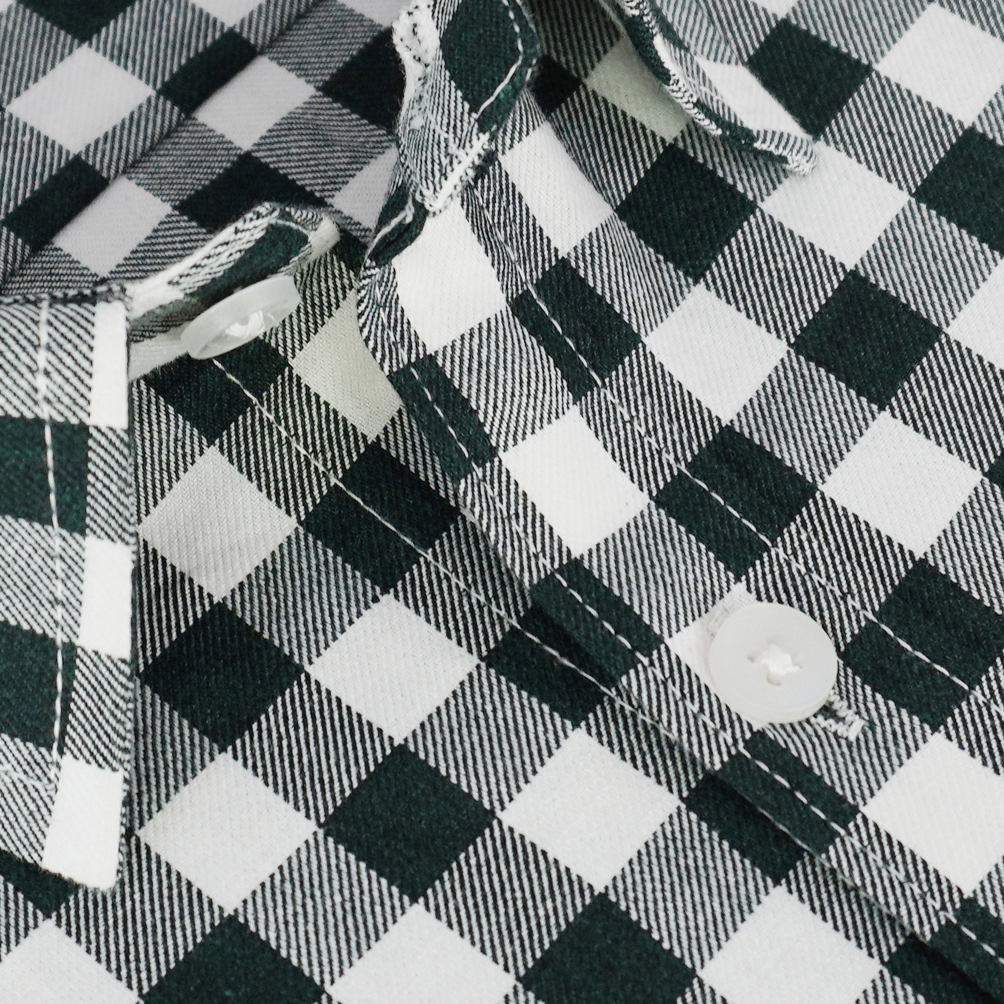 Men's 100% Cotton Gingham Checks Half Sleeves Shirt (Bottle Green)