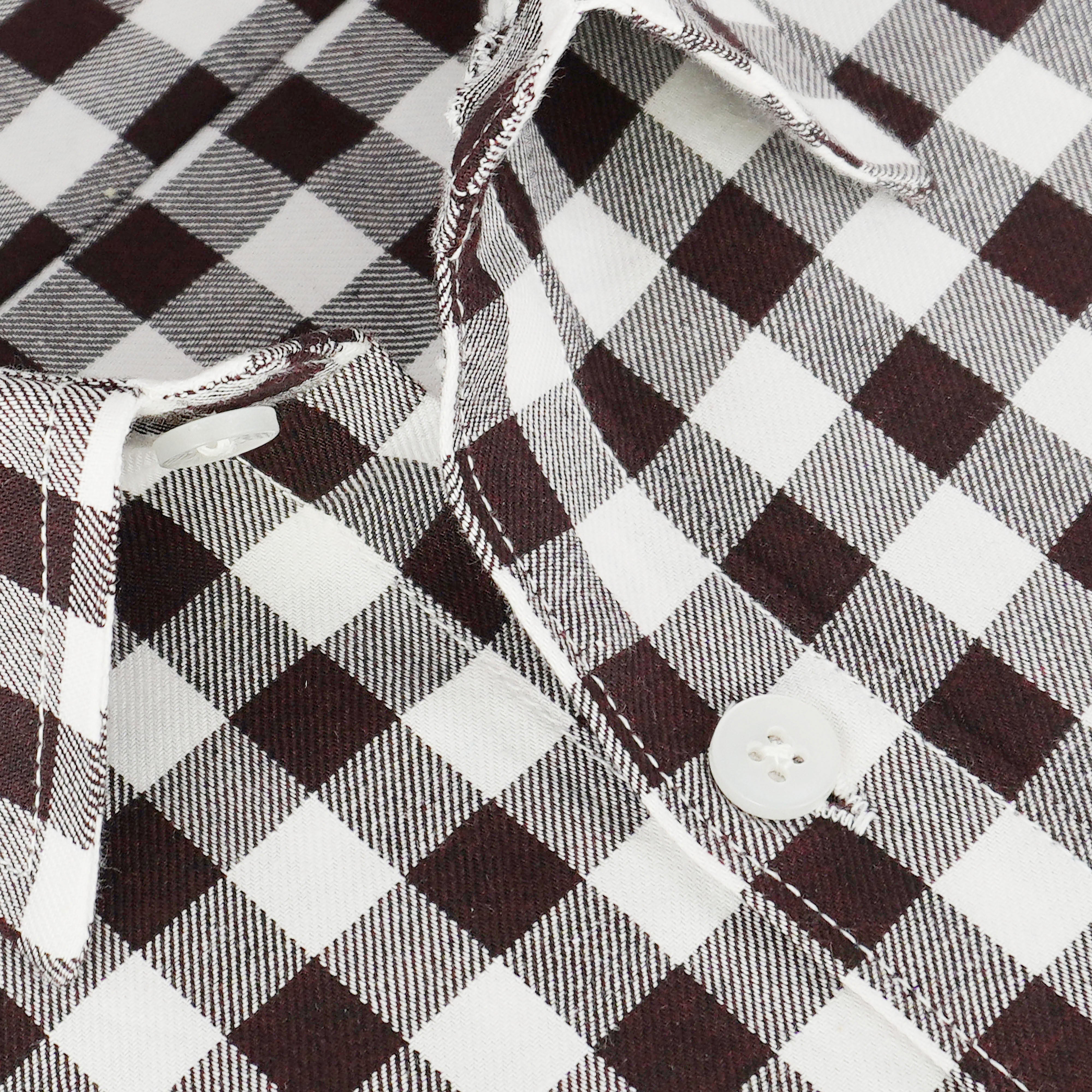 Men's 100% Cotton Gingham Checks Half Sleeves Shirt (Cola)