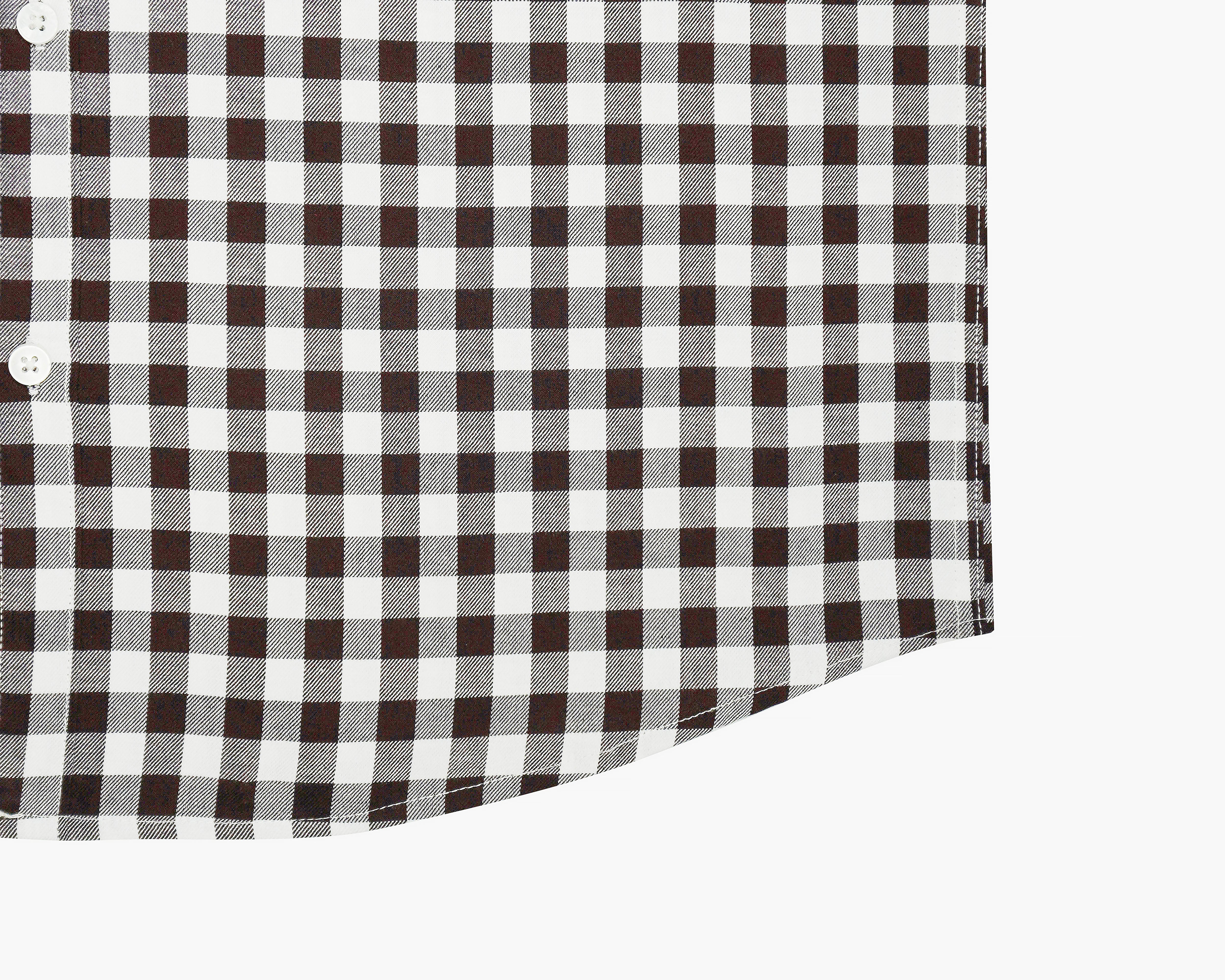 Men's 100% Cotton Gingham Checks Half Sleeves Shirt (Cola)