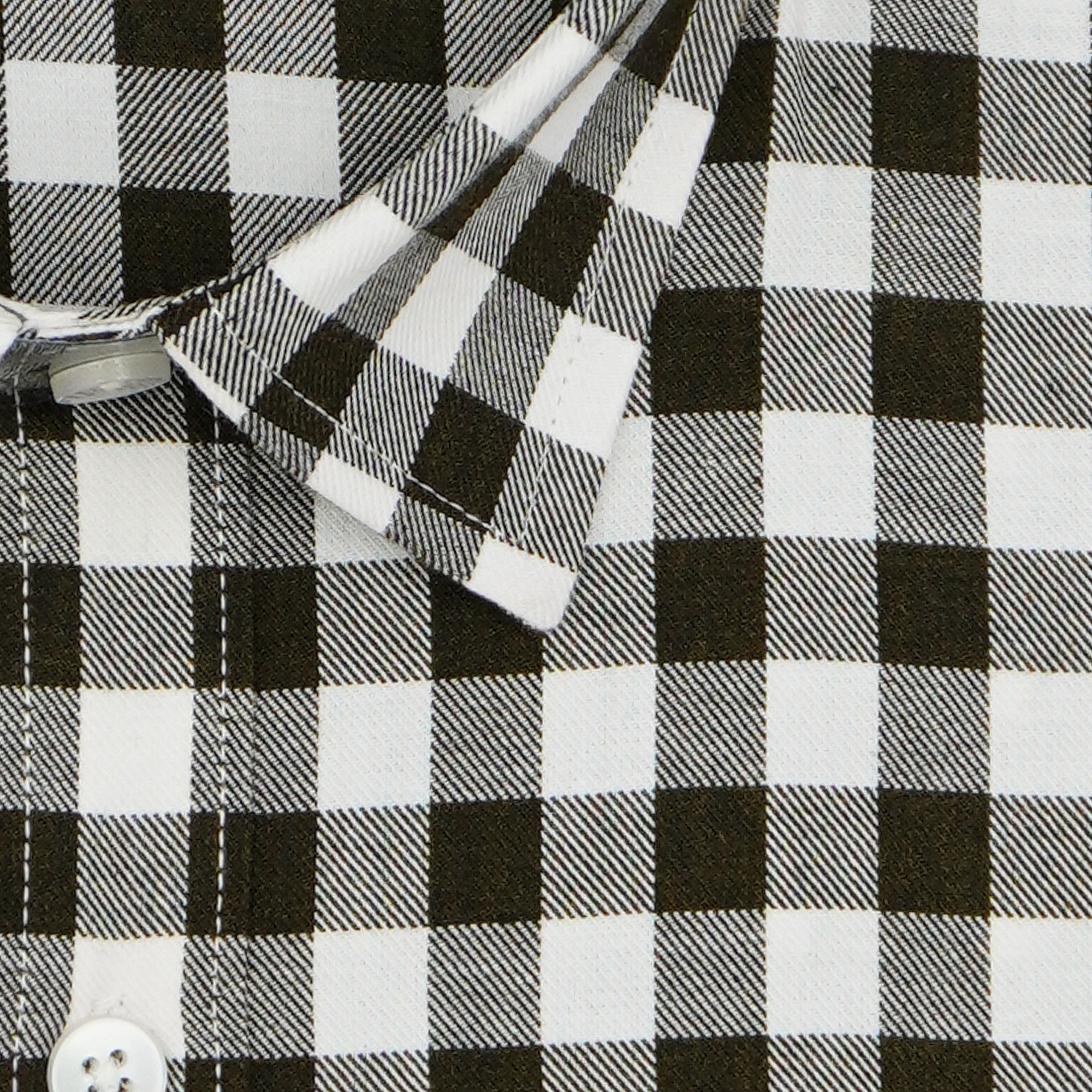 Men's 100% Cotton Gingham Checks Half Sleeves Shirt (Olive Green)