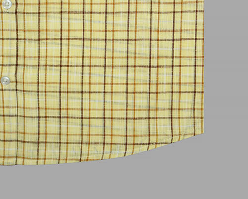 Men's Cotton Linen Windowpane Checkered Half Sleeves Shirt (Brown) FSH305419_6