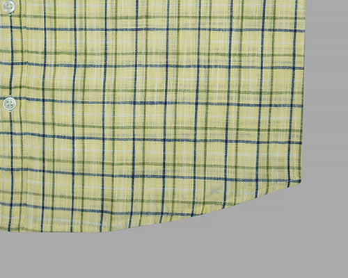 Men's Cotton Linen Windowpane Checkered Half Sleeves Shirt (Blue) FSH305447_6
