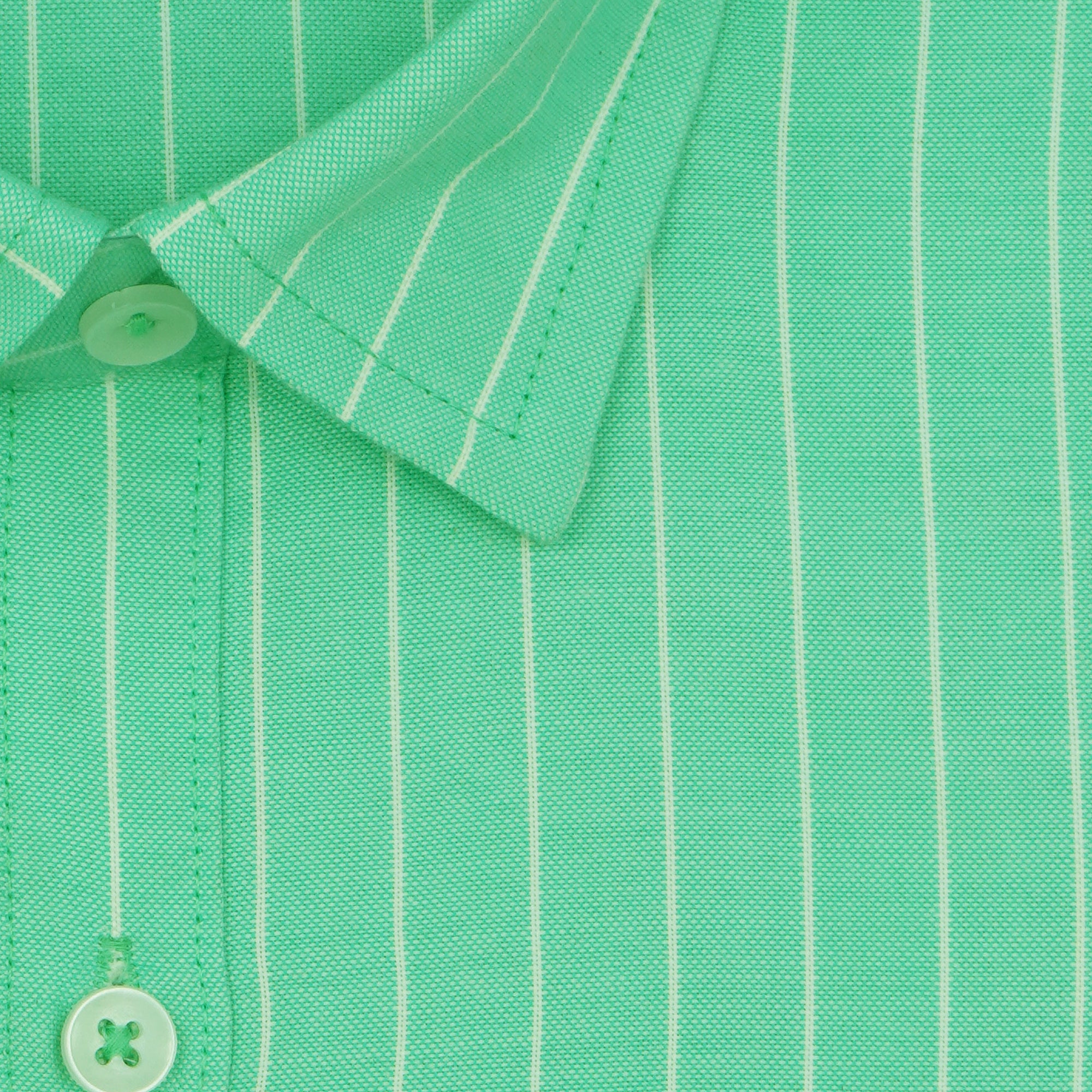 Men's Cotton Linen Striped Half Sleeves Shirt (Green)