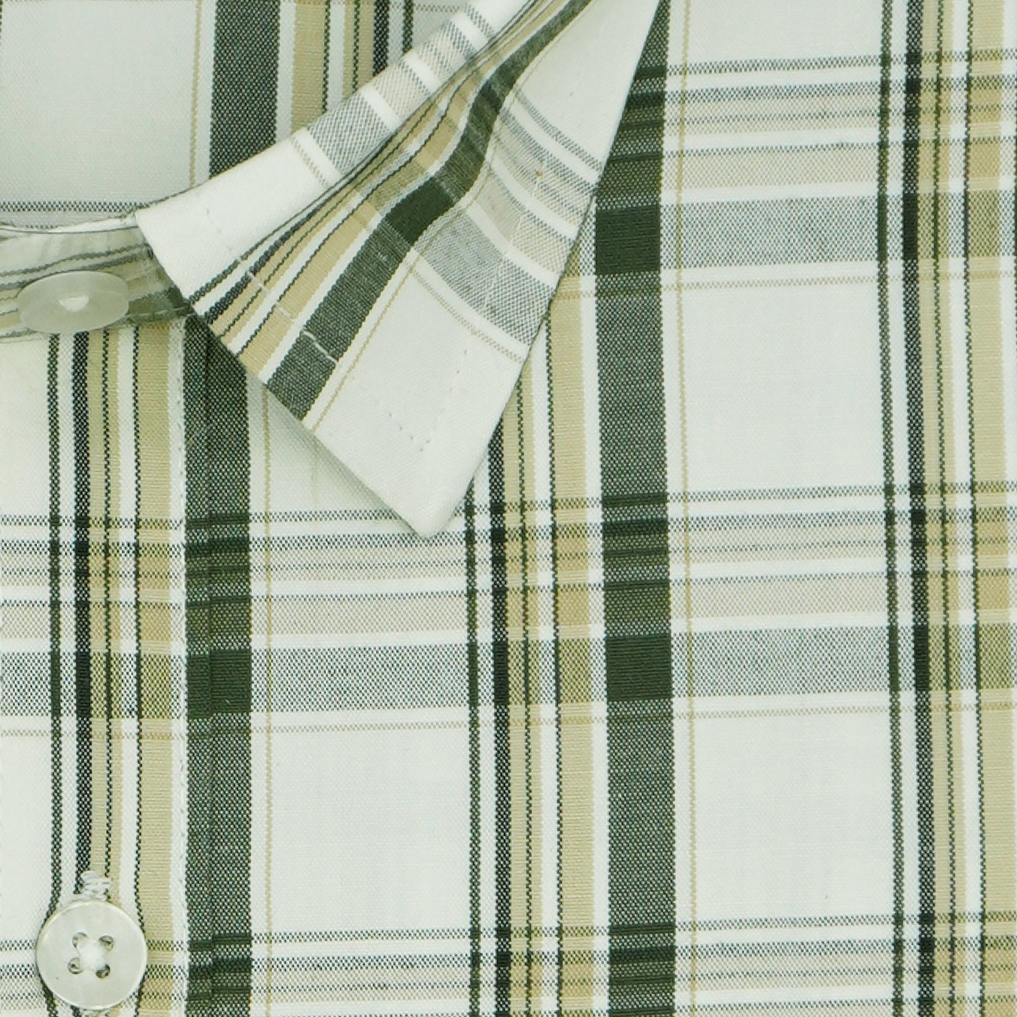 Men's 100% Cotton Checkered Half Sleeves Shirt (White)