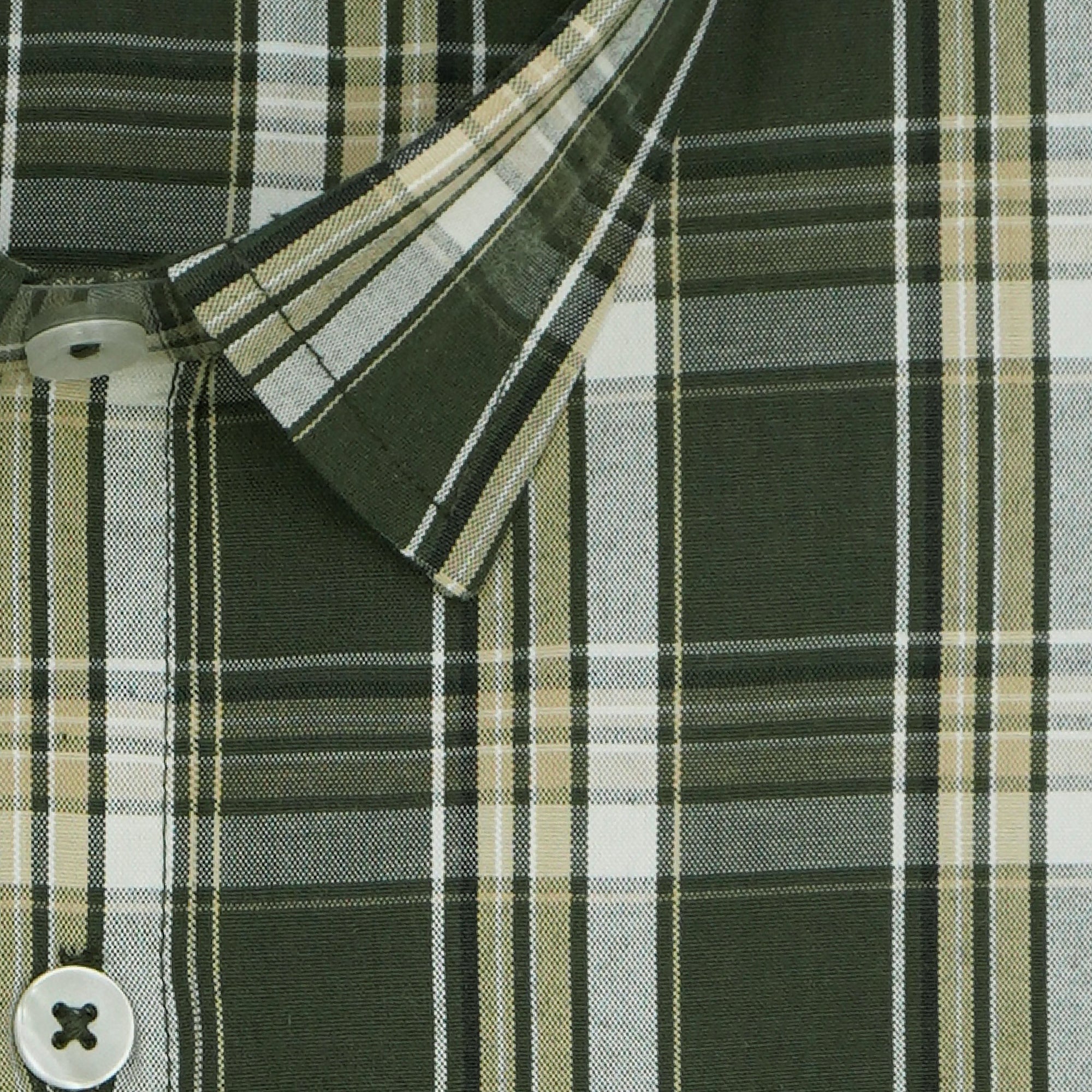 Men's 100% Cotton Checkered Half Sleeves Shirt (Green)