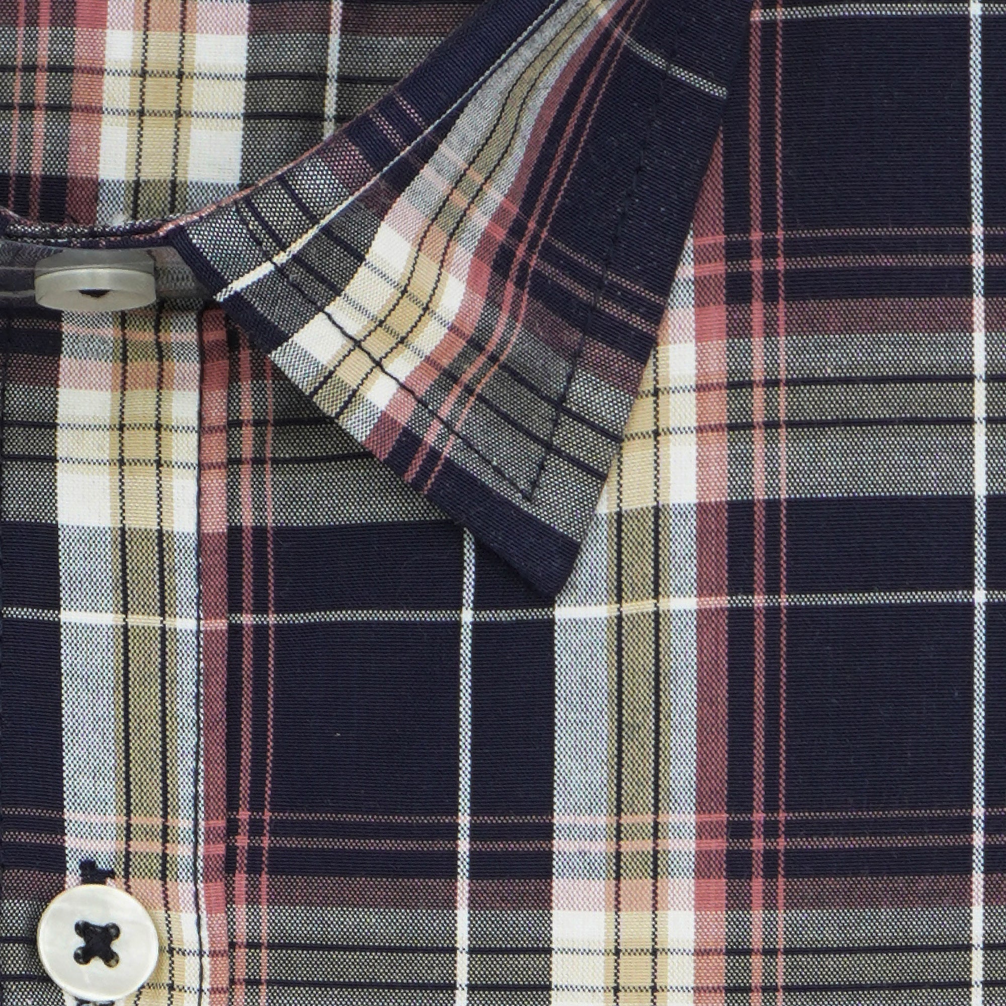 Men's 100% Cotton Checkered Half Sleeves Shirt (Black)