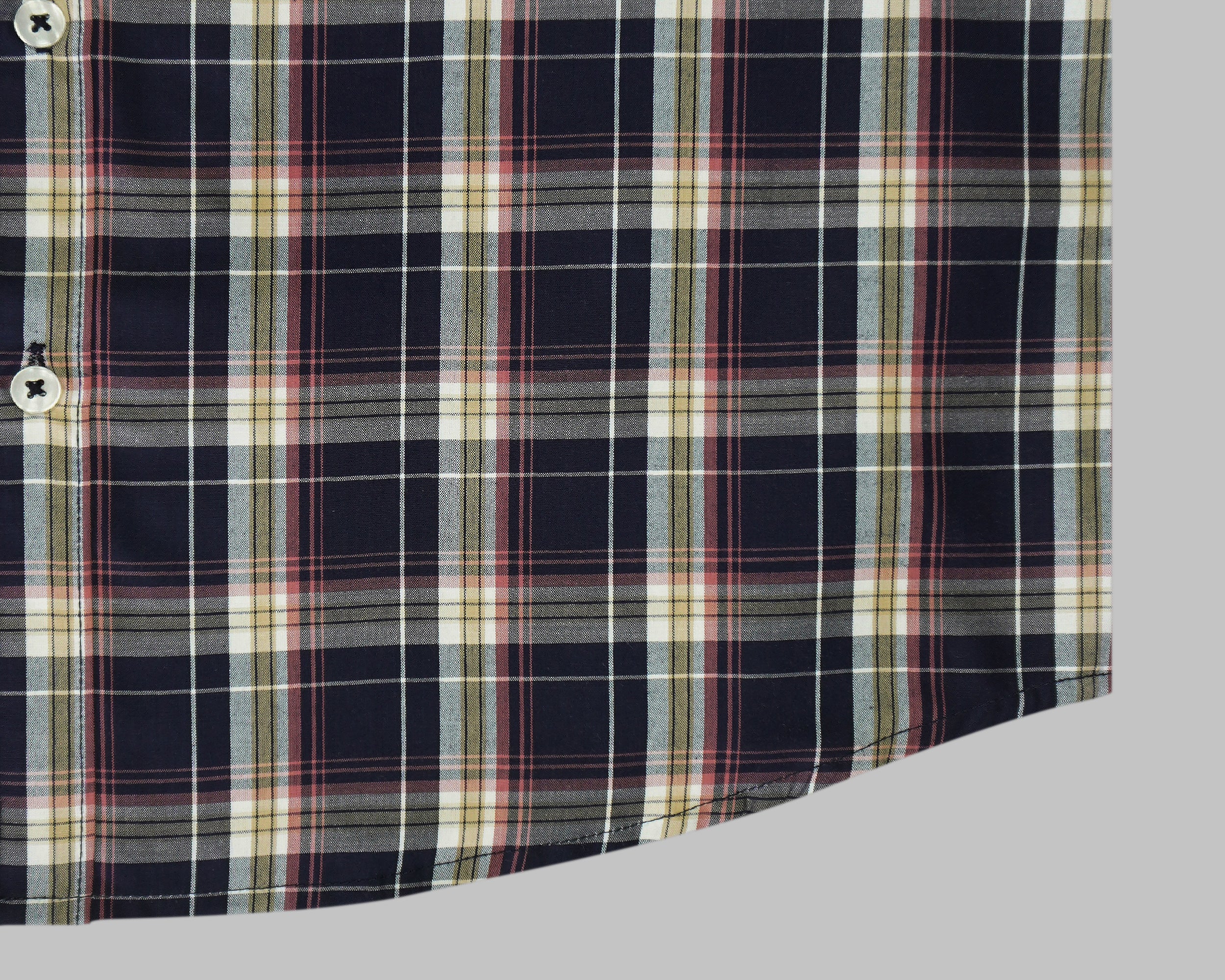 Men's 100% Cotton Checkered Half Sleeves Shirt (Black)