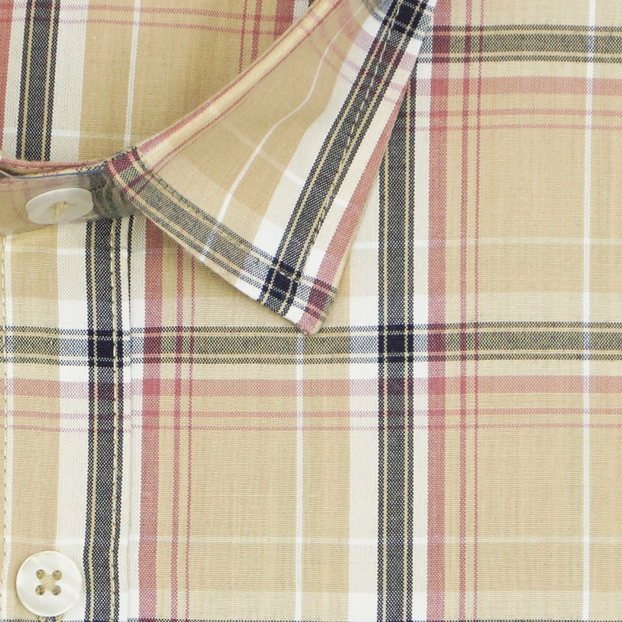 Men's 100% Cotton Checkered Half Sleeves Shirt (Brown)