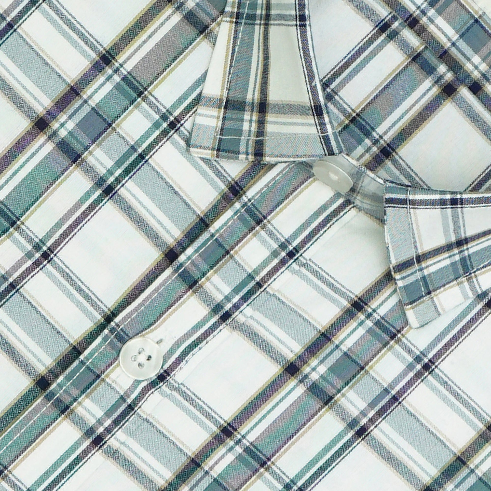 Men's 100% Cotton Checkered Half Sleeves Shirt (White)