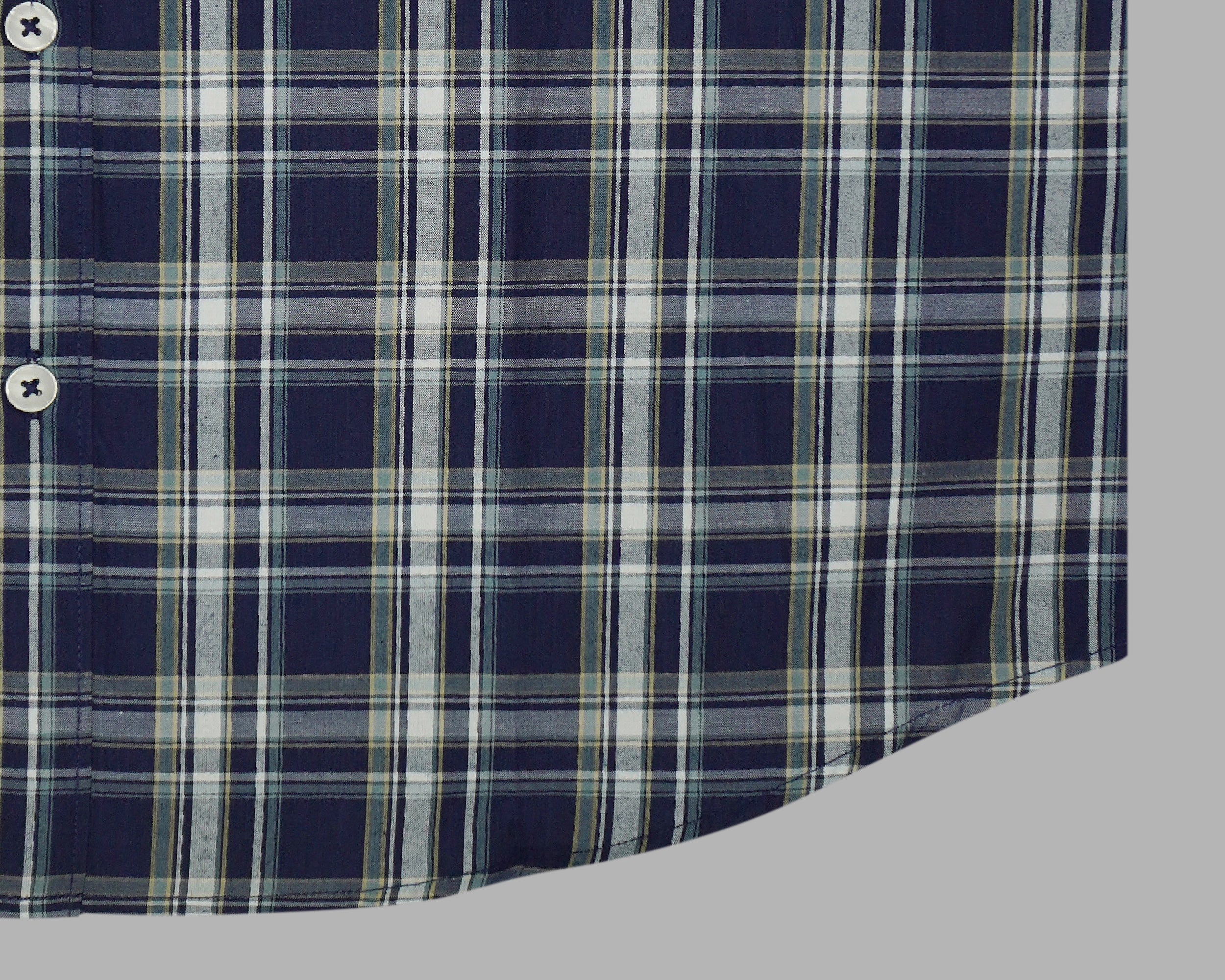 Men's 100% Cotton Checkered Half Sleeves Shirt (Blue)