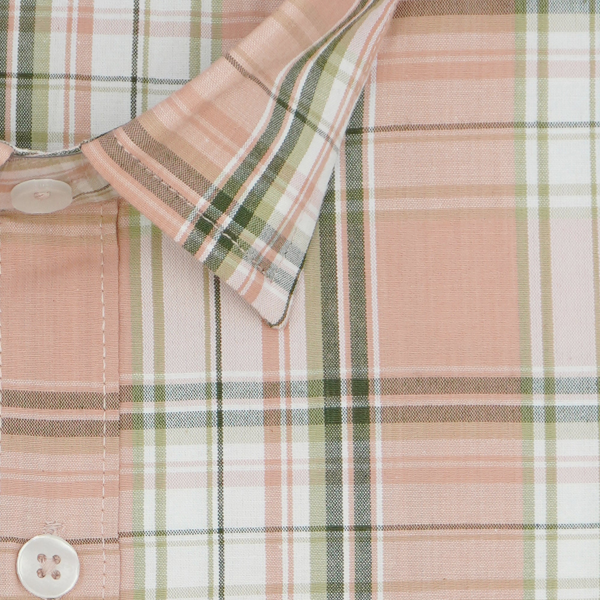 Men's 100% Cotton Checkered Half Sleeves Shirt (Peach)