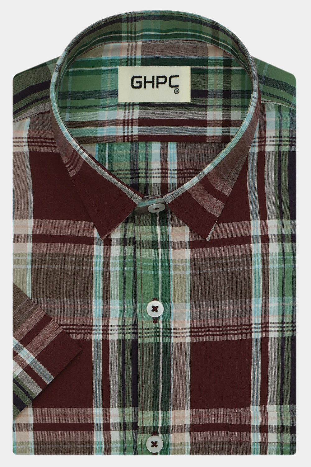 Men's 100% Cotton Checkered Half Sleeves Shirts (Maroon)