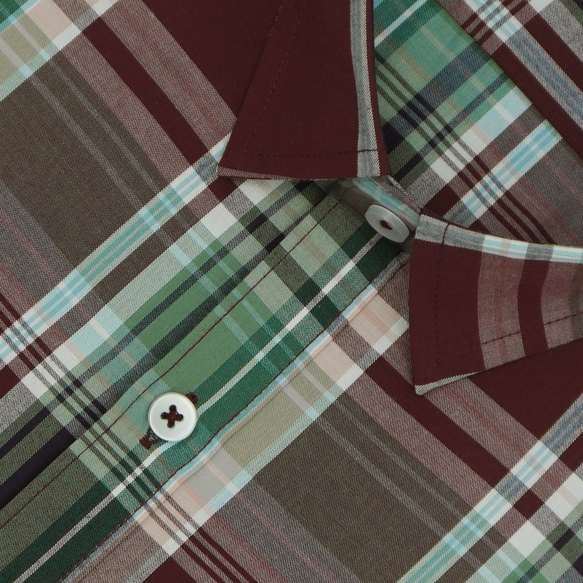Men's 100% Cotton Checkered Half Sleeves Shirts (Maroon)