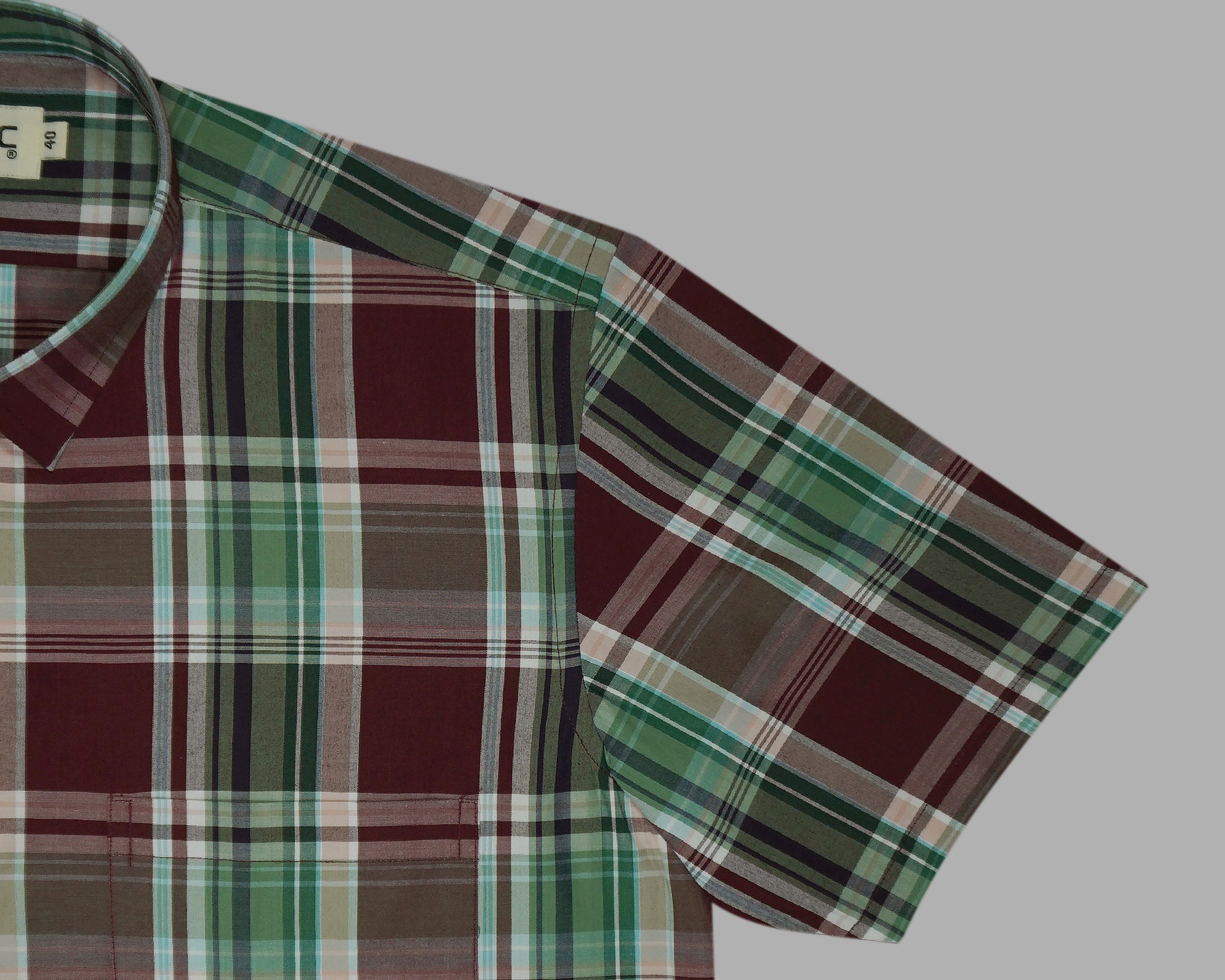 Men's 100% Cotton Checkered Half Sleeves Shirts (Maroon)