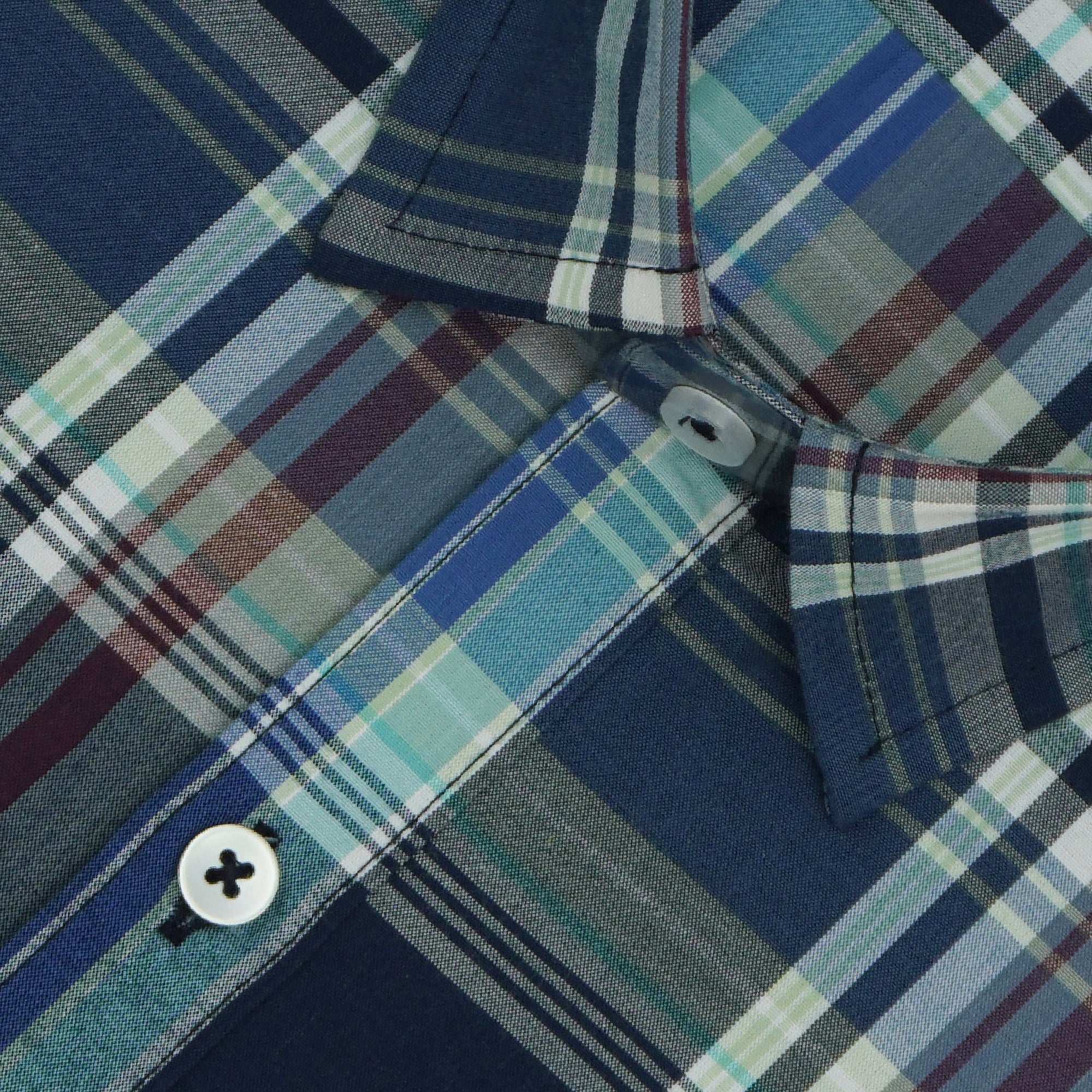 Men's 100% Cotton Checkered Half Sleeves Shirts (Blue)