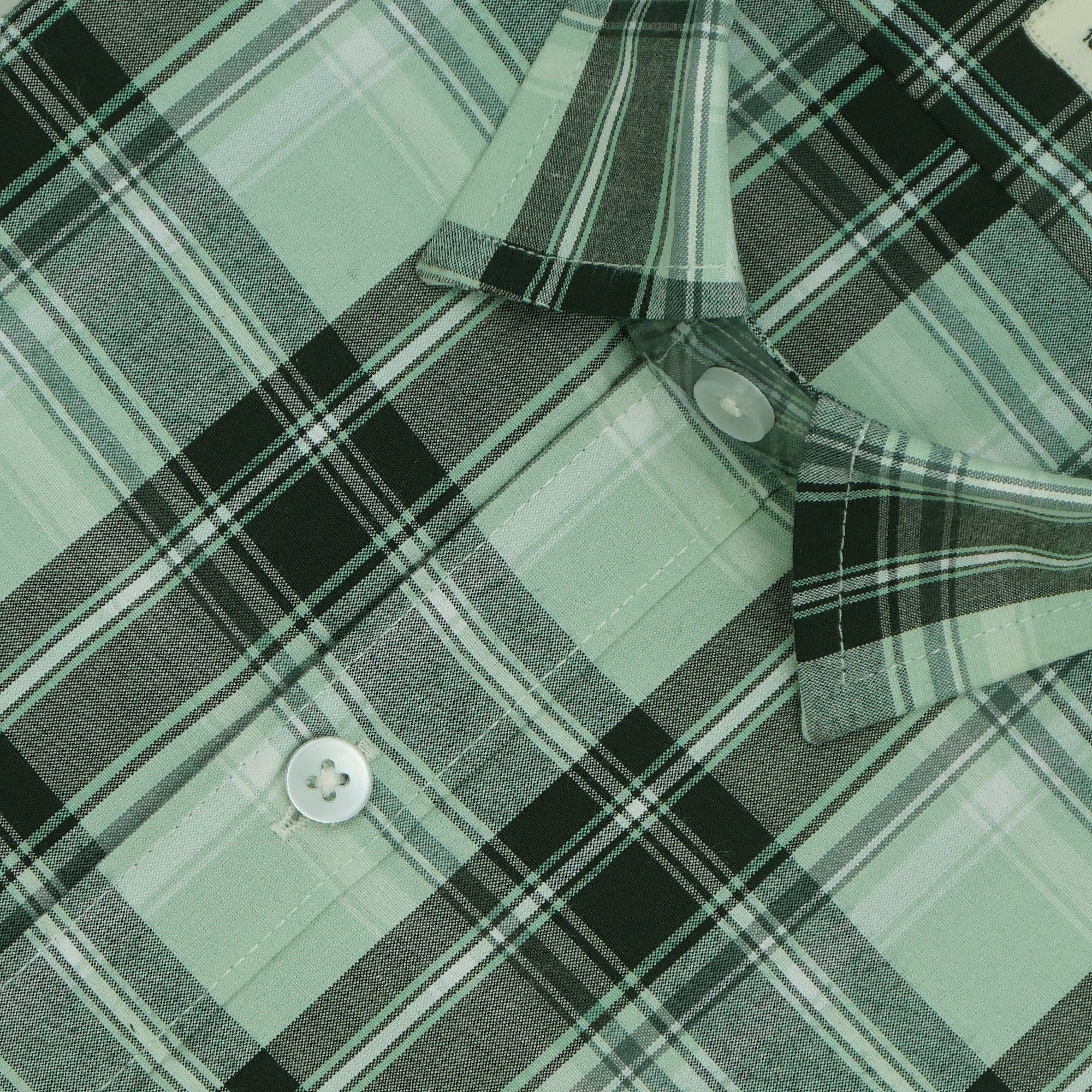 Men's 100% Cotton Checkered Half Sleeves Shirts (Sea green)