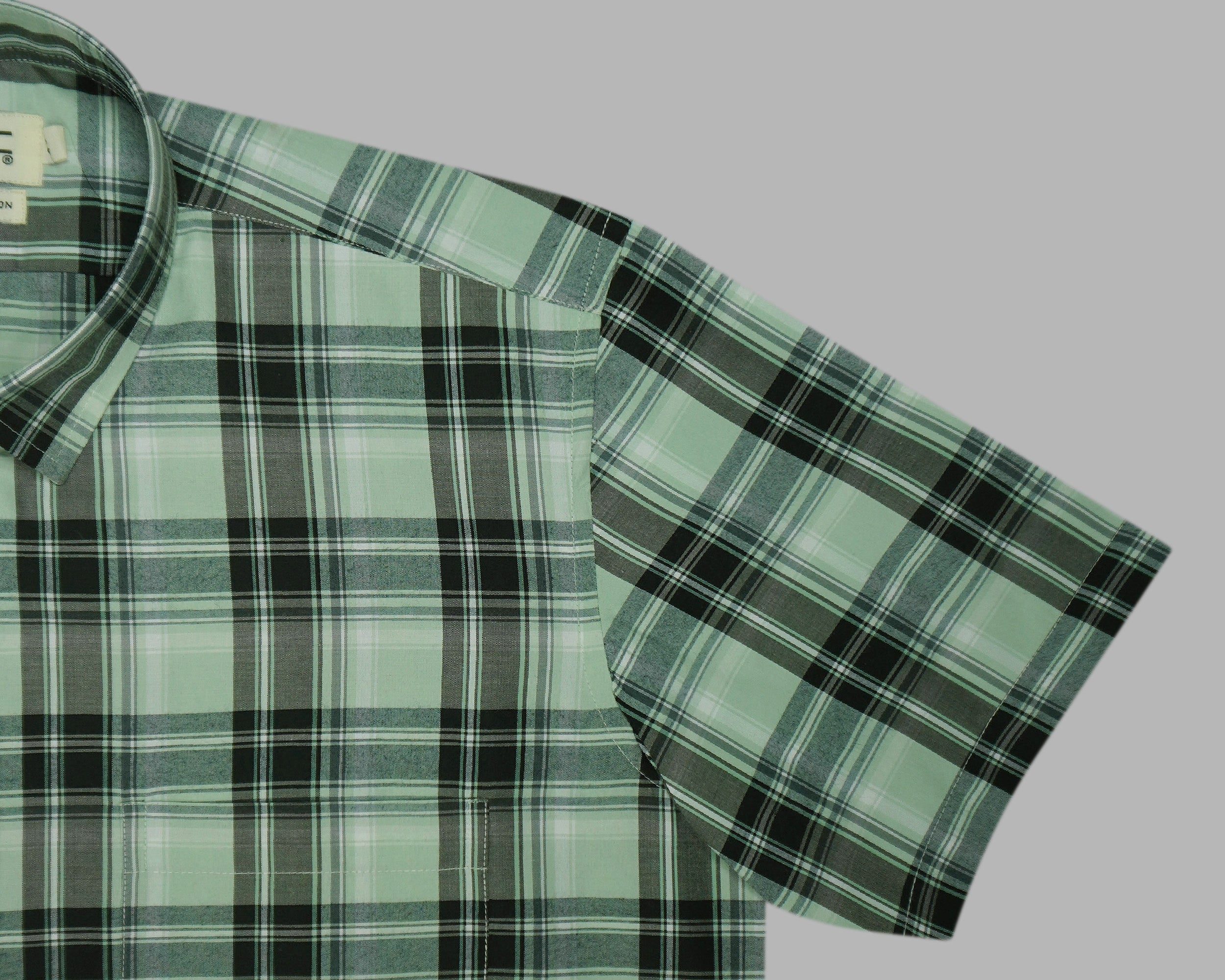 Men's 100% Cotton Checkered Half Sleeves Shirts (Sea green)
