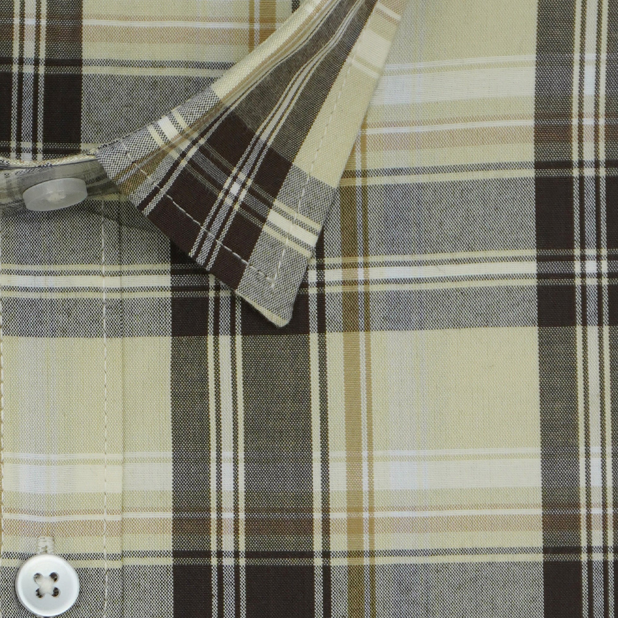 Men's 100% Cotton Checkered Half Sleeves Shirts (Brown)