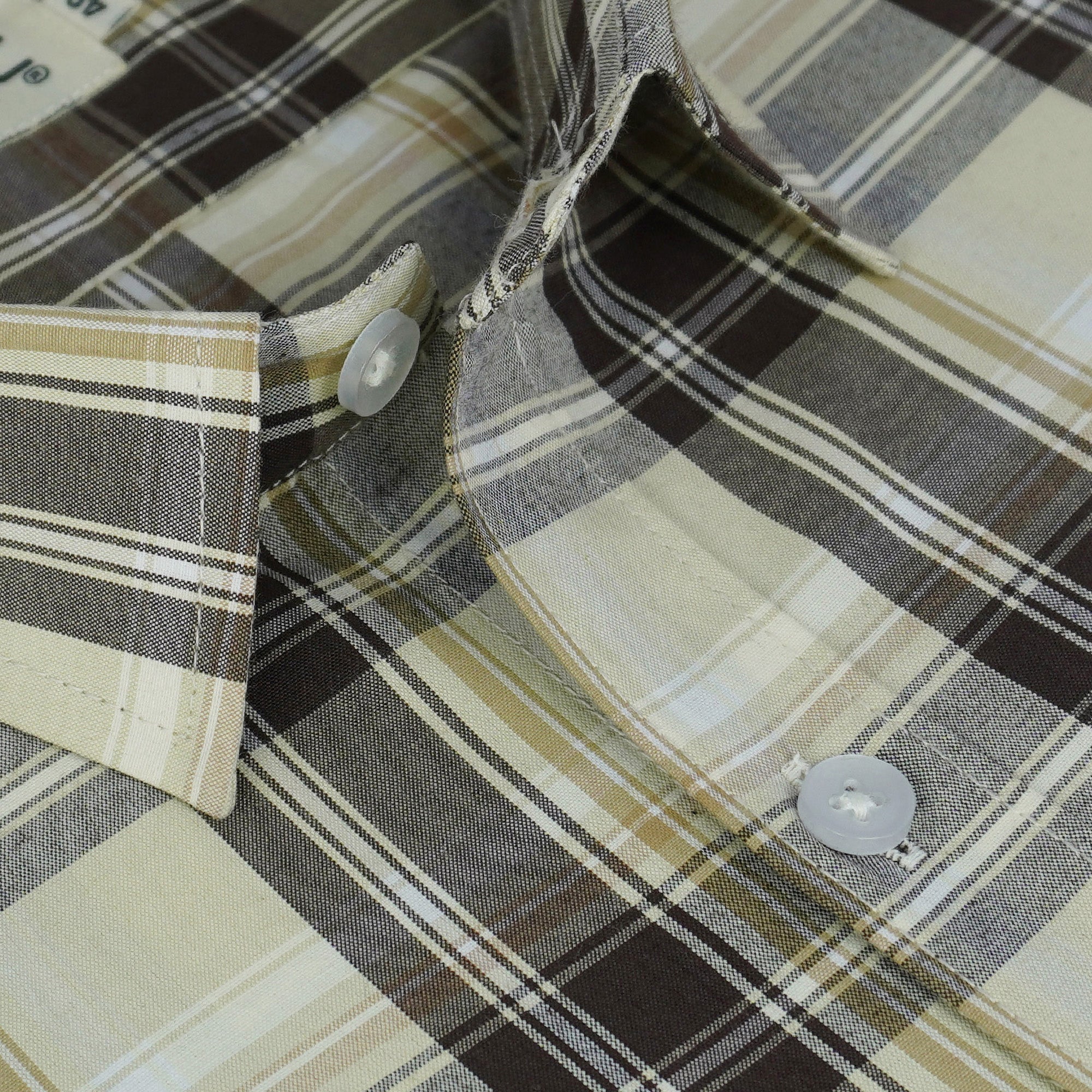Men's 100% Cotton Checkered Half Sleeves Shirts (Brown)