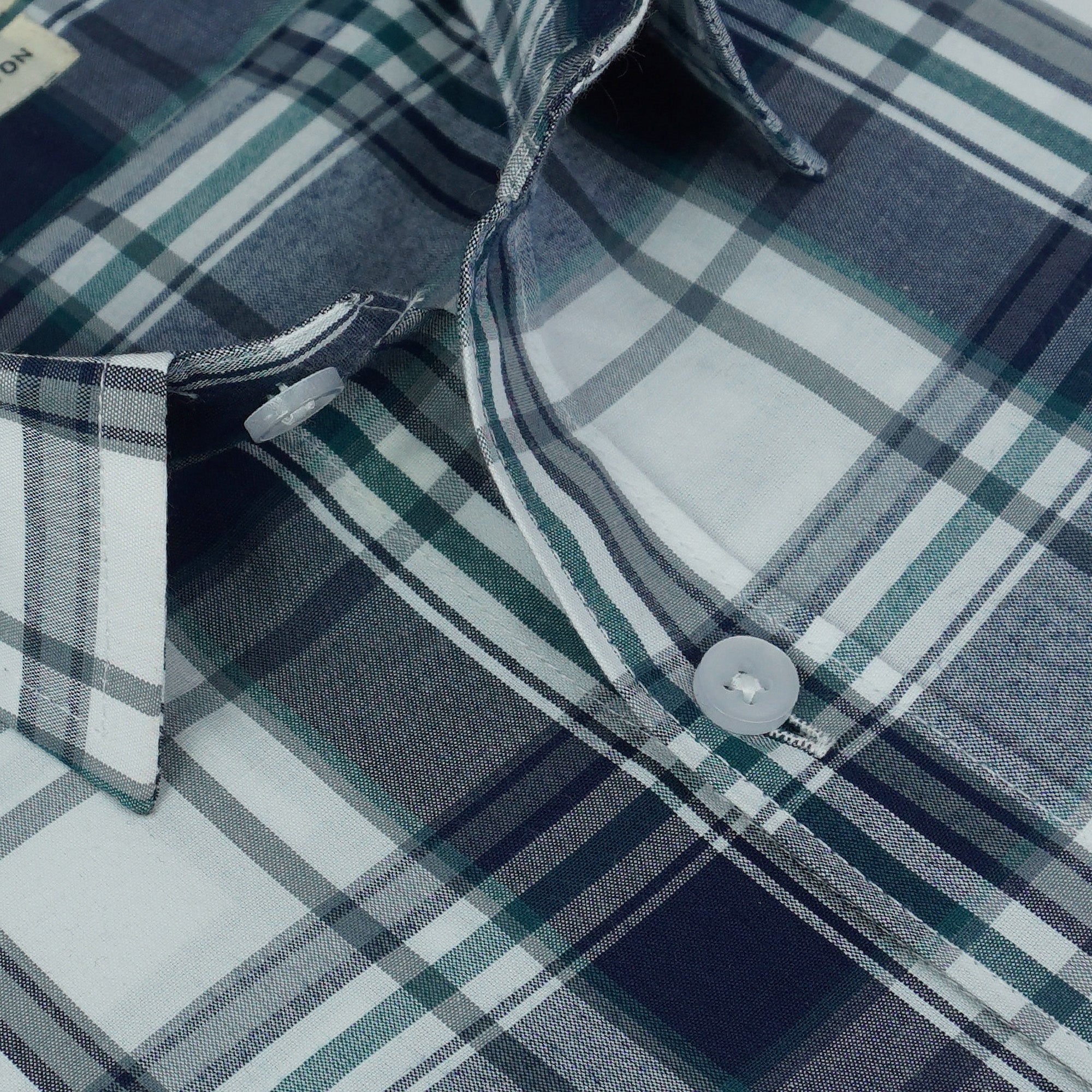 Men's 100% Cotton Checkered Half Sleeves Shirts (Blue)