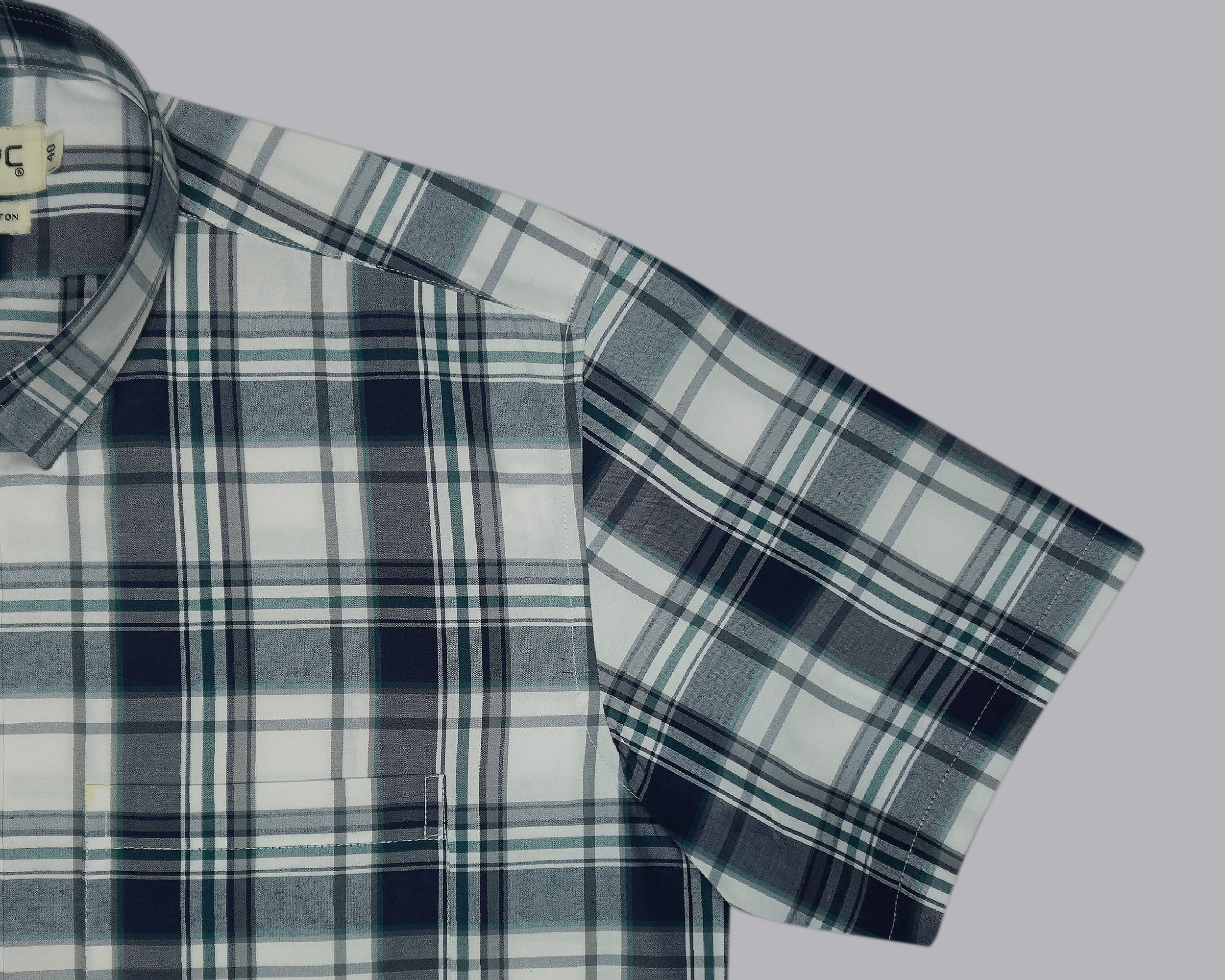 Men's 100% Cotton Checkered Half Sleeves Shirts (Blue)