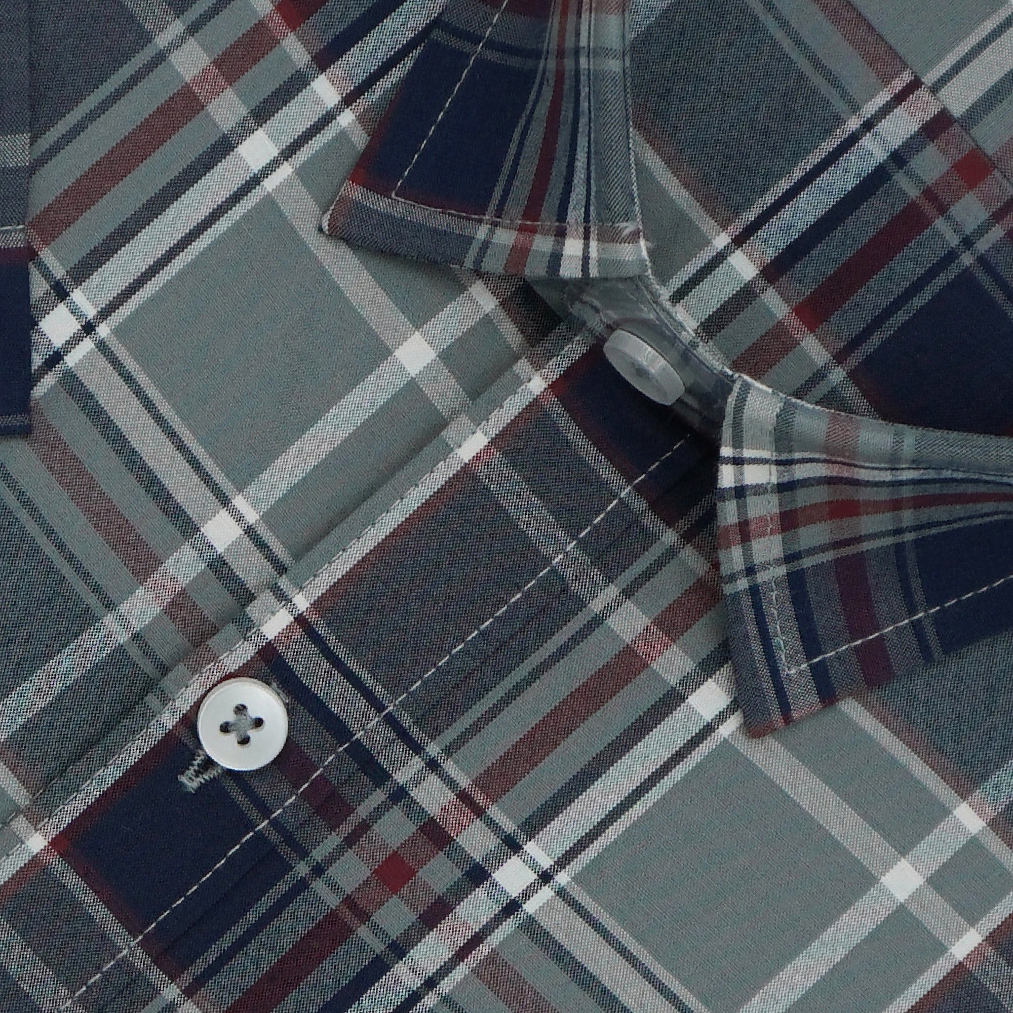 Men's 100% Cotton Checkered Half Sleeves Shirts (Grey)