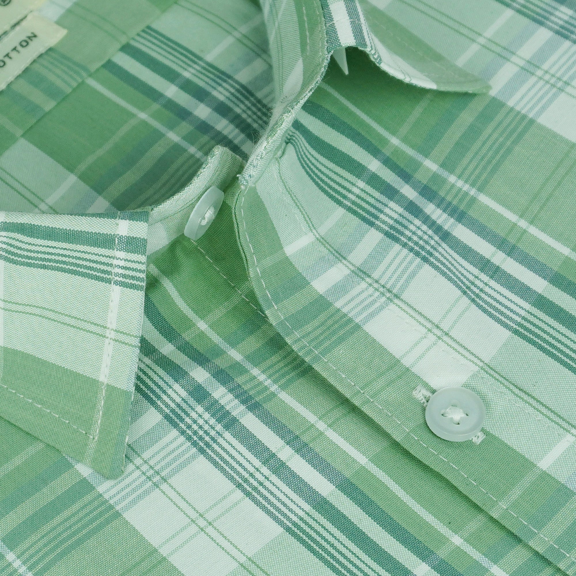 Men's 100% Cotton Checkered Half Sleeves Shirts (Green)
