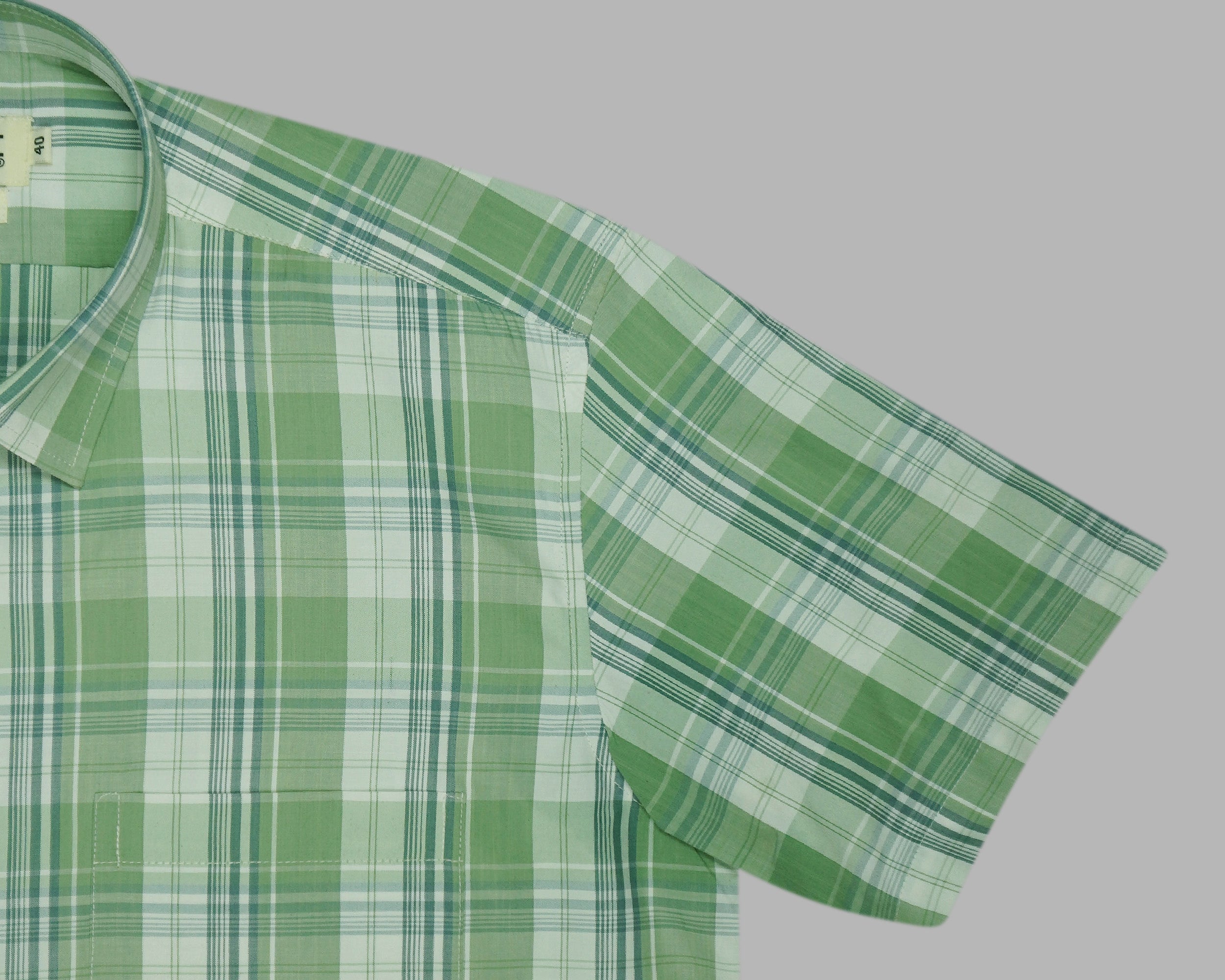 Men's 100% Cotton Checkered Half Sleeves Shirts (Green)