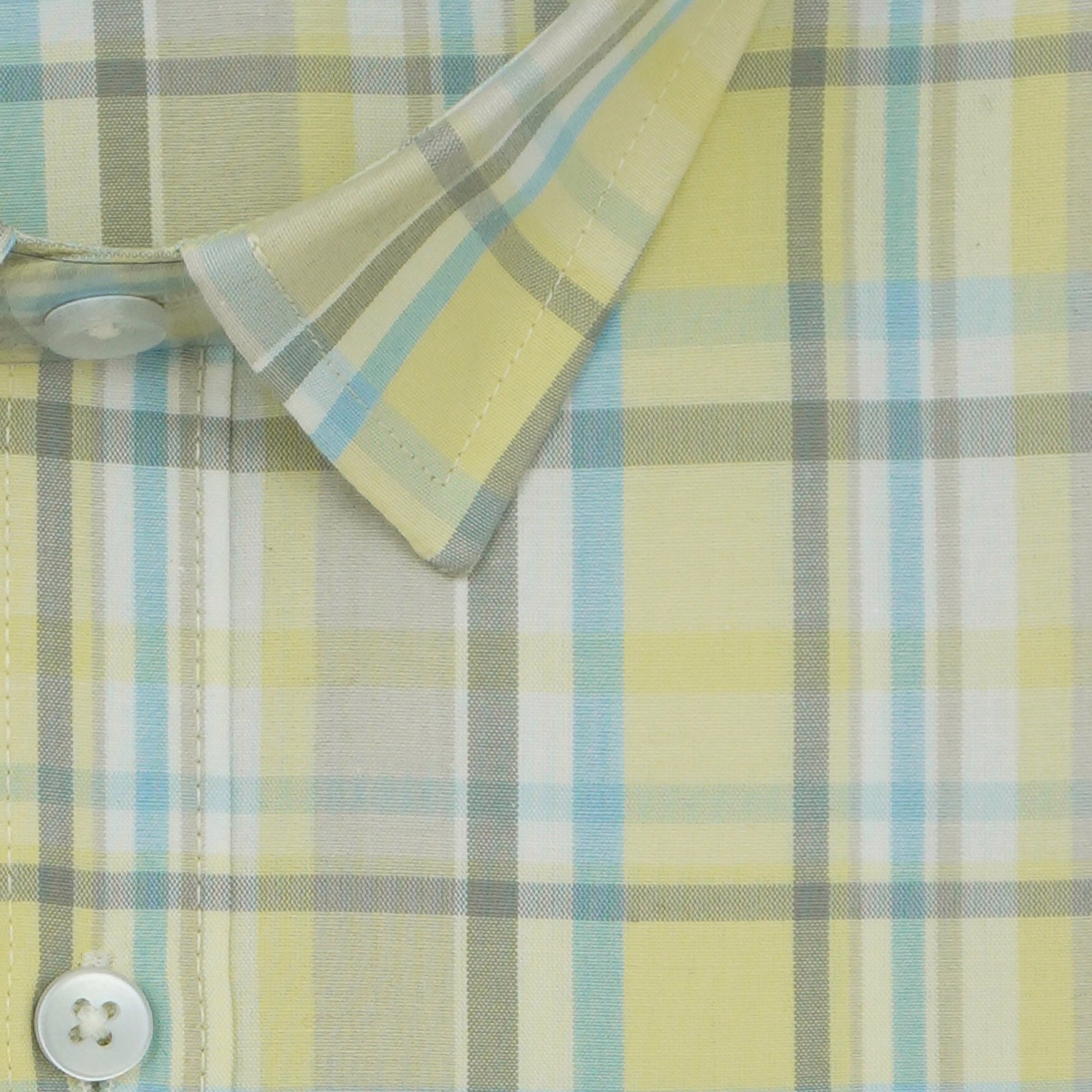 Men's 100% Cotton Checkered Half Sleeves Shirts (Yellow)