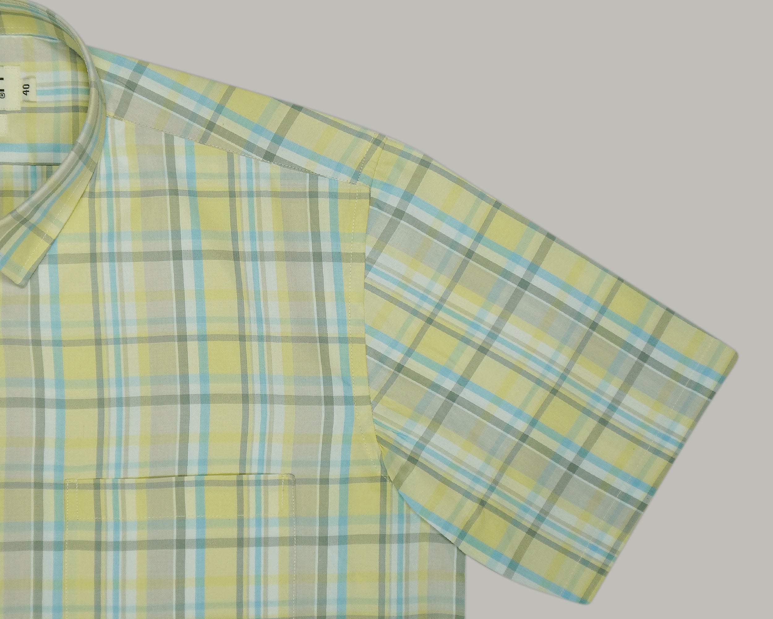 Men's 100% Cotton Checkered Half Sleeves Shirts (Yellow)