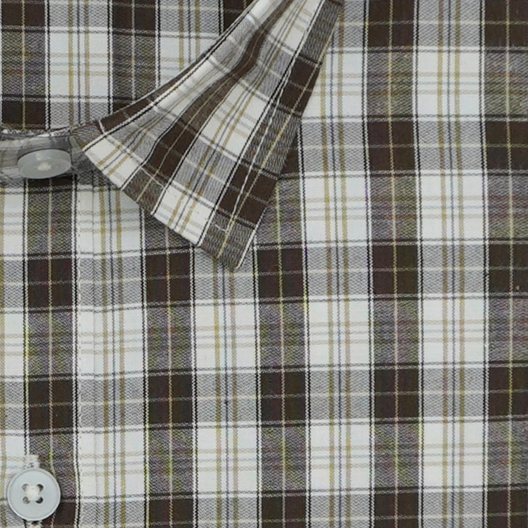 Men's 100% Cotton Checkered Half Sleeves Shirts (Khaki)
