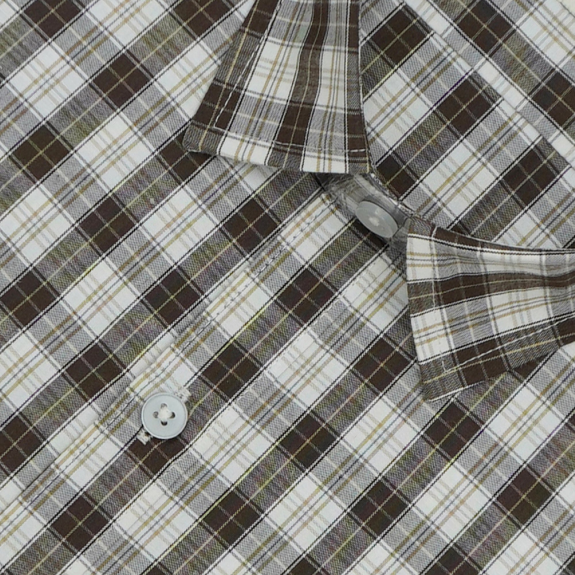 Men's 100% Cotton Checkered Half Sleeves Shirts (Khaki)