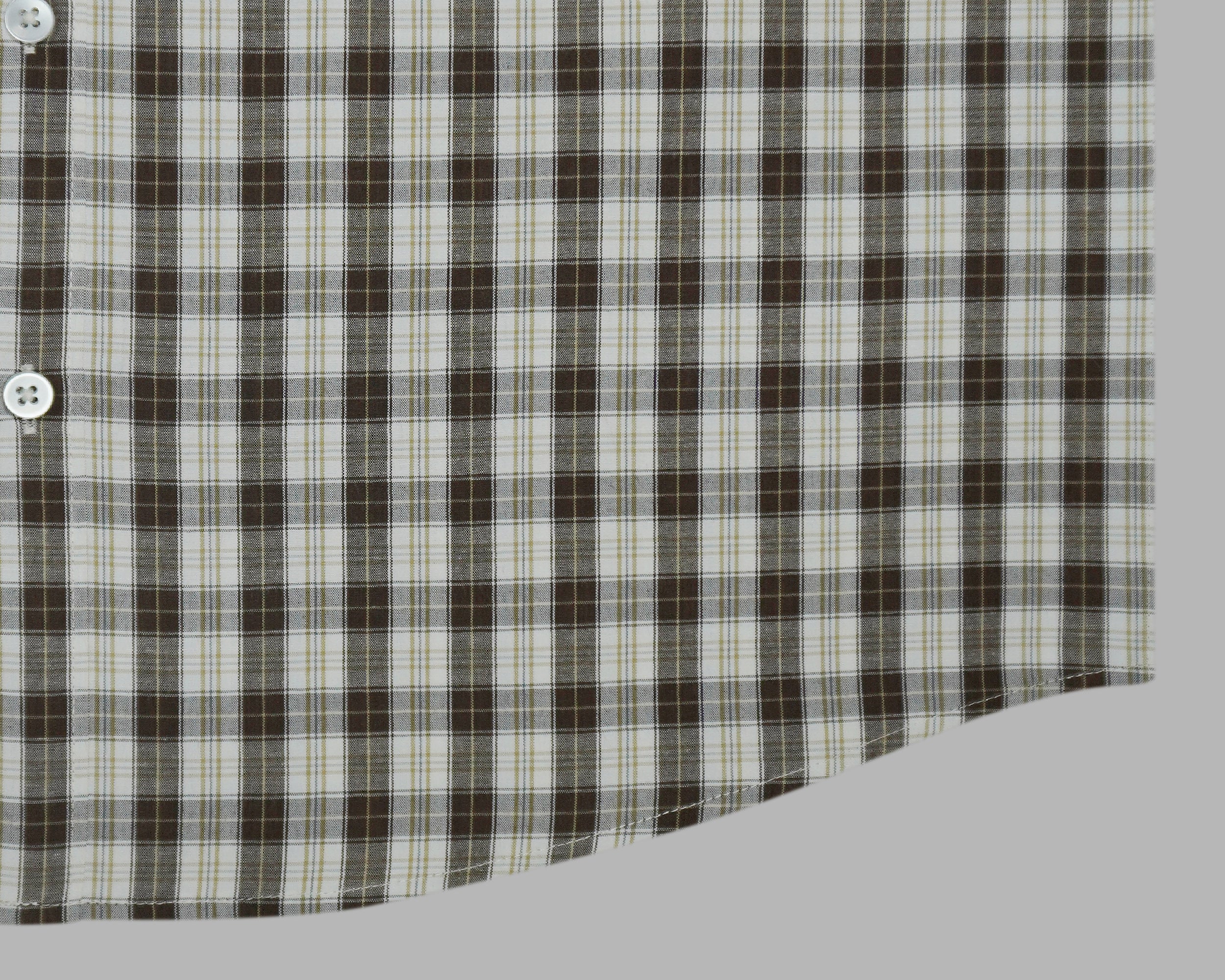 Men's 100% Cotton Checkered Half Sleeves Shirts (Khaki)