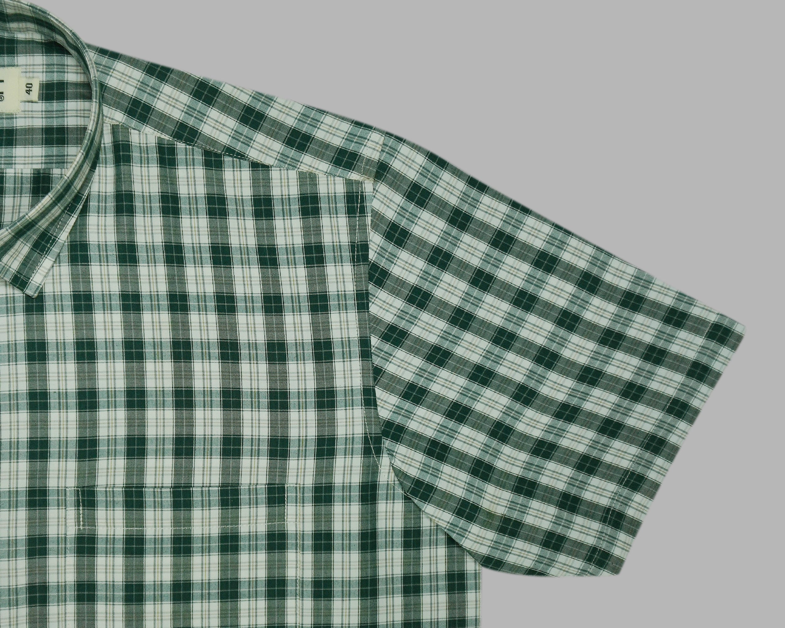 Men's 100% Cotton Checkered Half Sleeves Shirts (Green)