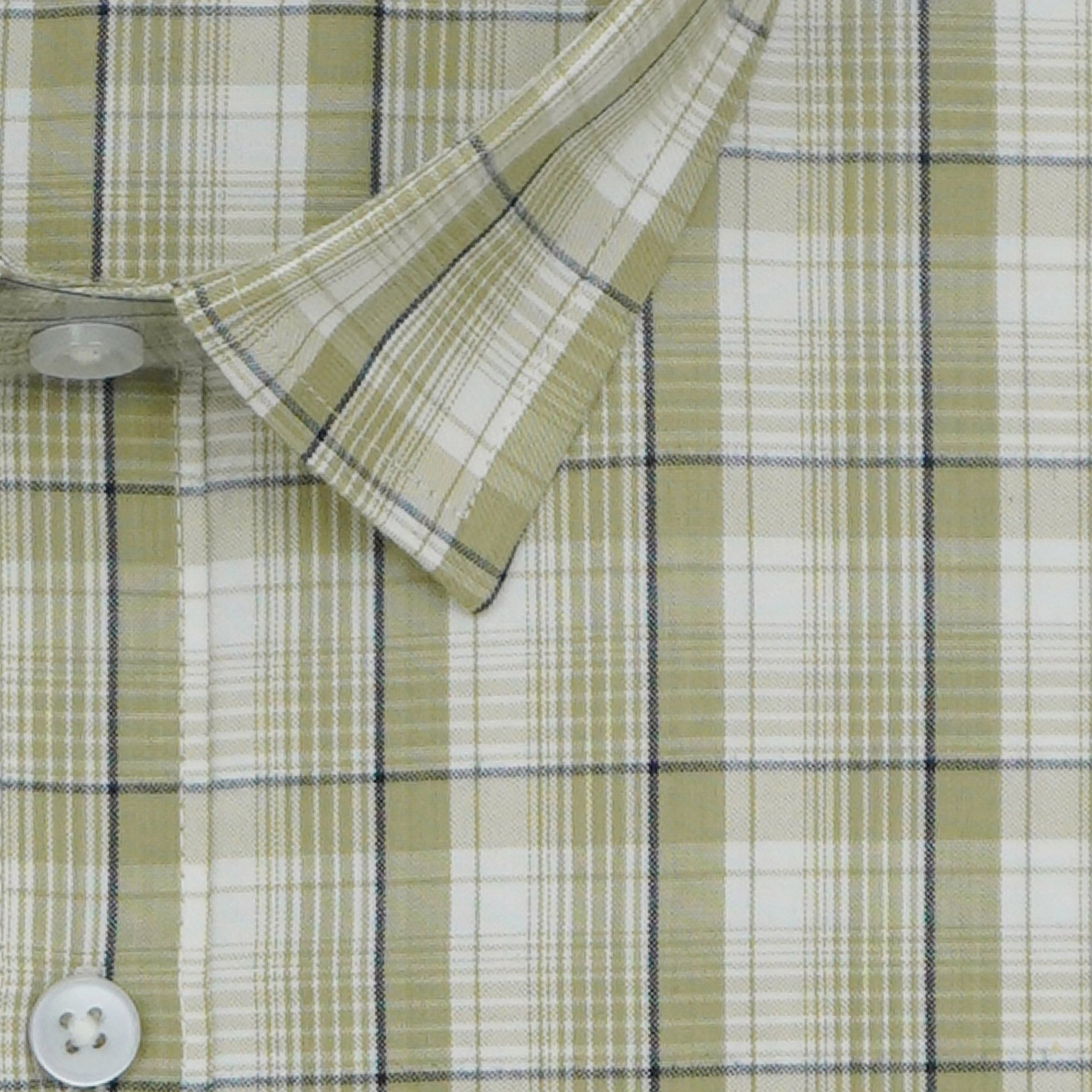 Men's 100% Cotton Checkered Half Sleeves Shirts (Olive)